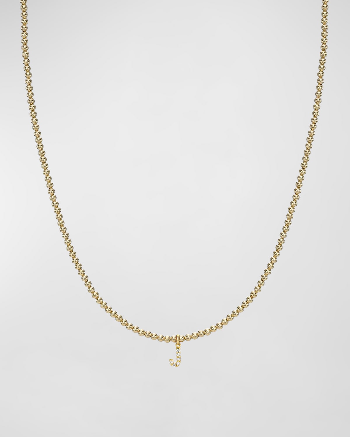 Zoe Lev Jewelry 14k Gold Mini Diamond Initial Bead Necklace In J