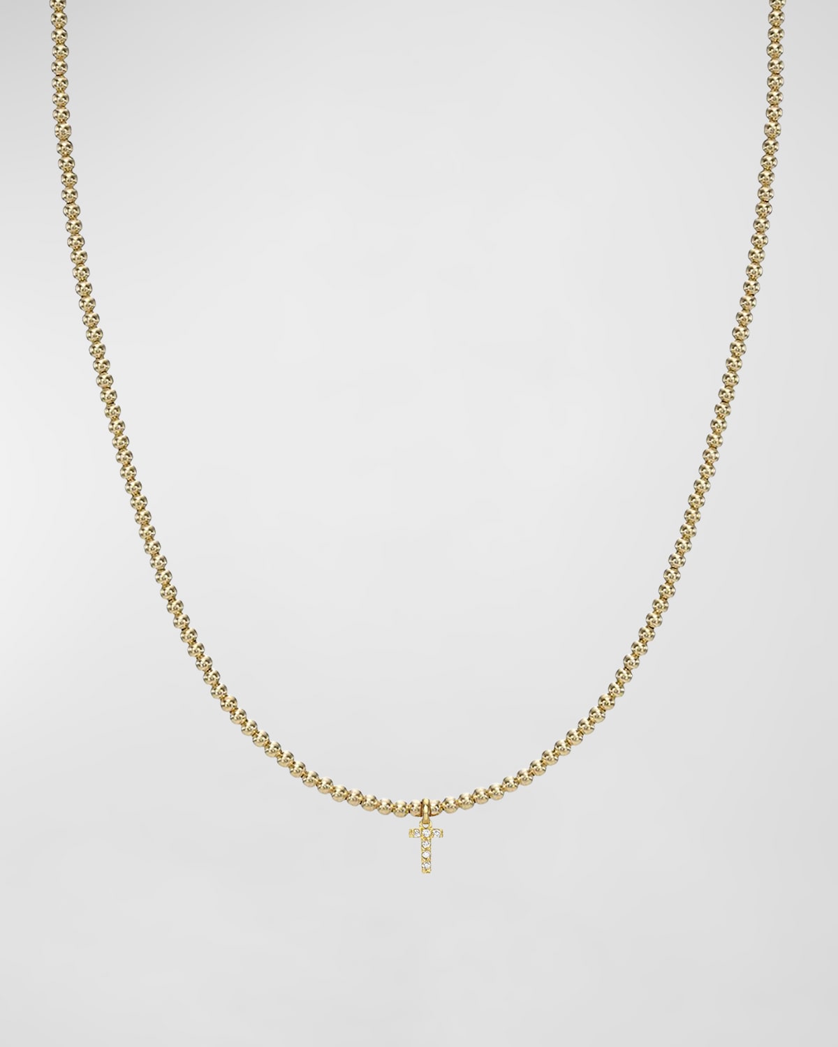 Zoe Lev Jewelry 14k Gold Mini Diamond Initial Bead Necklace In T