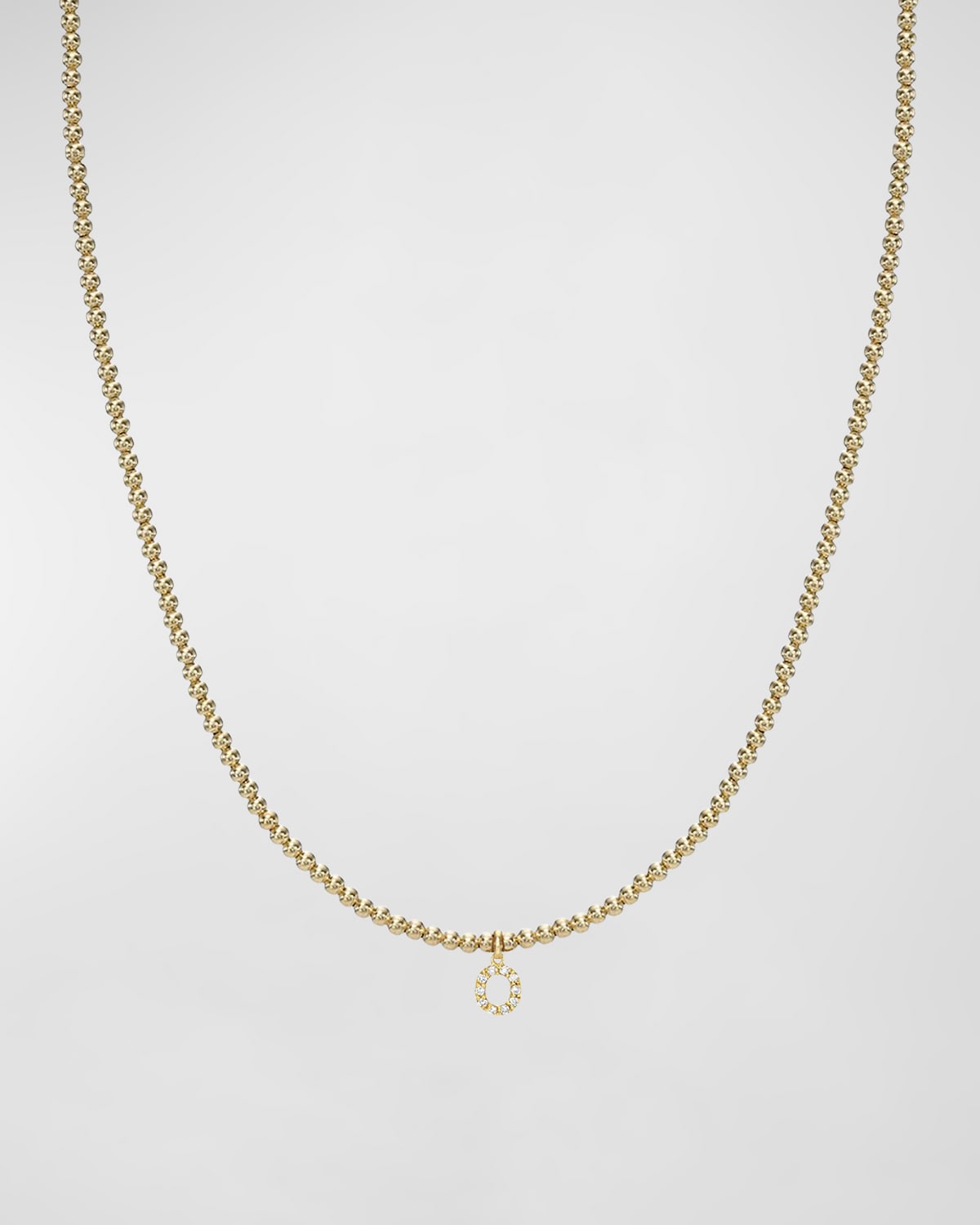 Zoe Lev Jewelry 14k Gold Mini Diamond Initial Bead Necklace In O