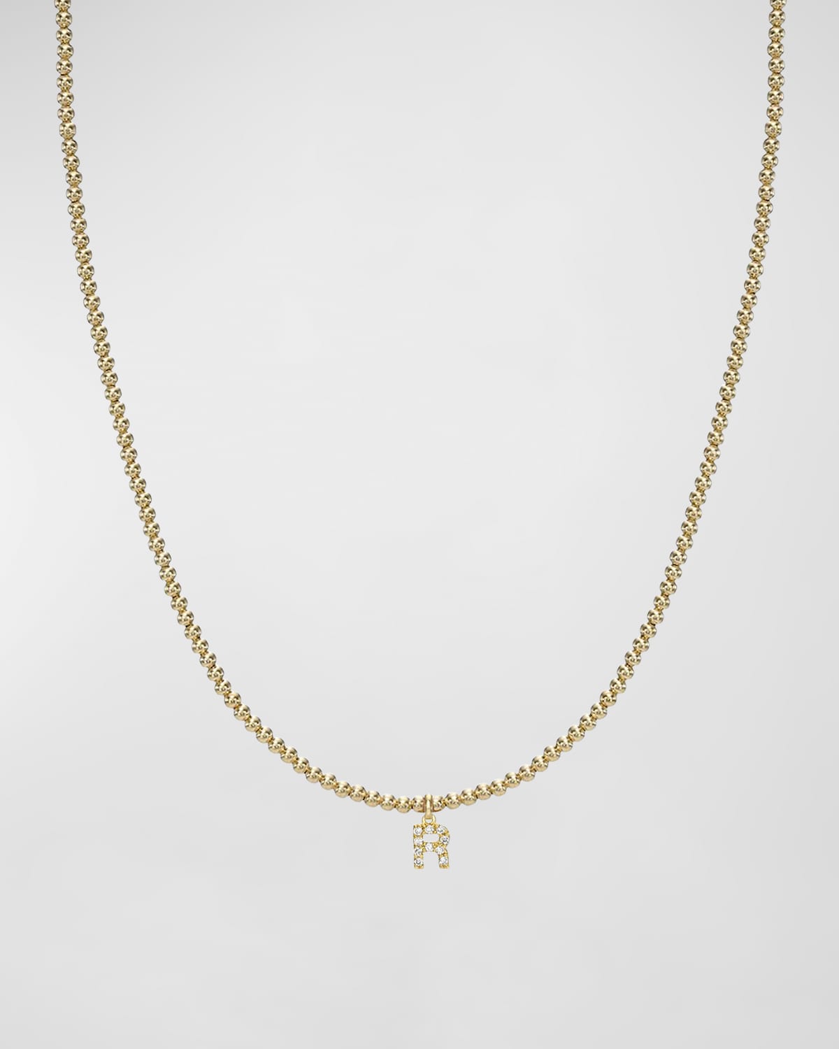 Zoe Lev Jewelry 14k Gold Mini Diamond Initial Bead Necklace In R