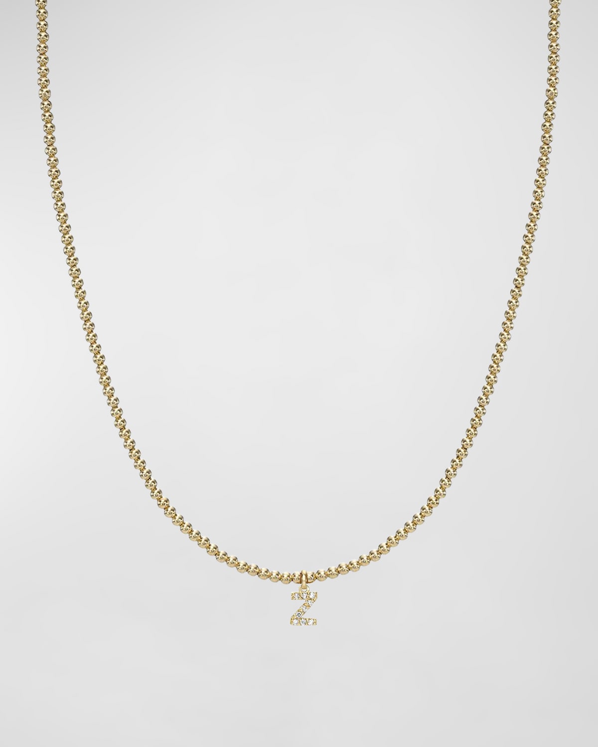 Zoe Lev Jewelry 14k Gold Mini Diamond Initial Bead Necklace In Z