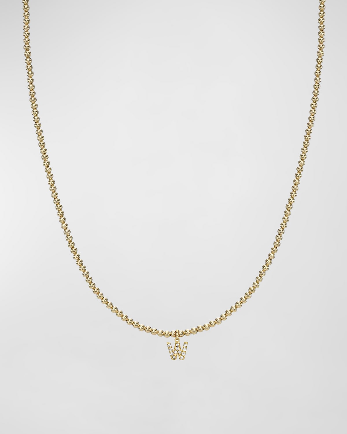 Zoe Lev Jewelry 14k Gold Mini Diamond Initial Bead Necklace In W