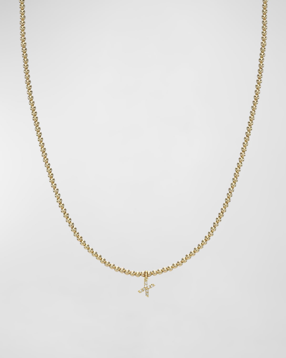 Zoe Lev Jewelry 14k Gold Mini Diamond Initial Bead Necklace In X