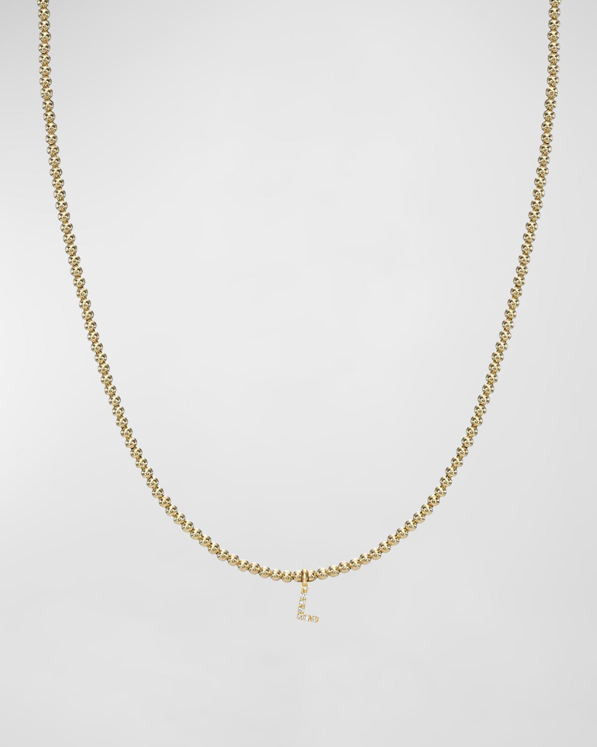 Zoe Lev Jewelry 14k Gold Mini Diamond Initial Bead Necklace In L