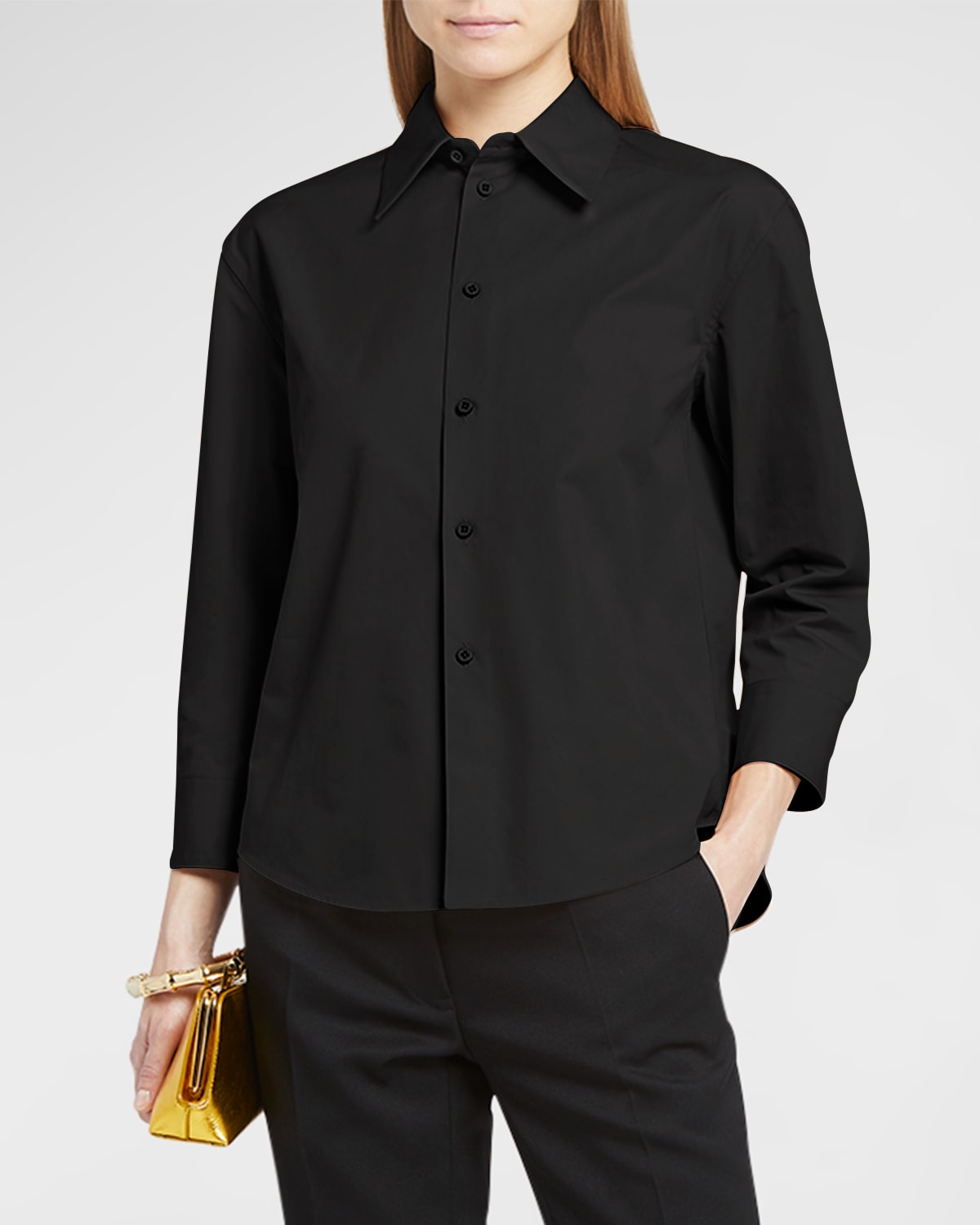 Jil Sander Long-sleeve Collared Shirt In Black