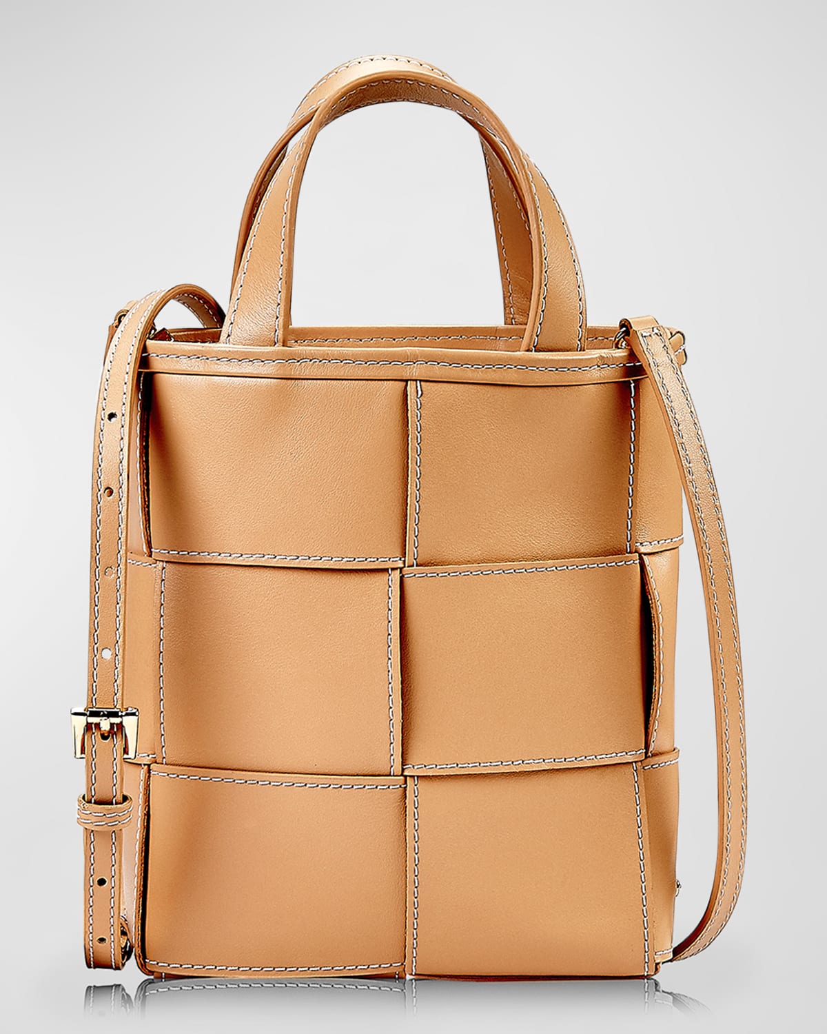 Gigi New York Chloe Mini Woven Shopper Top-handle Bag In Cappuccino