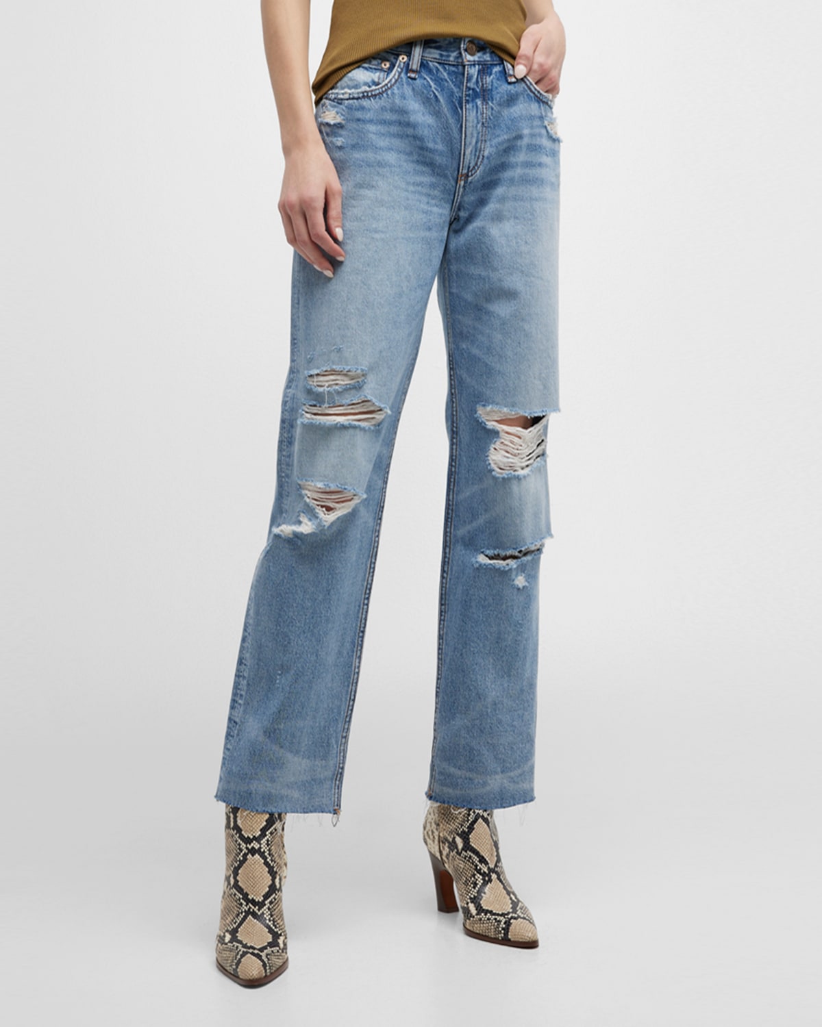 RAG & BONE DRE DISTRESSED LOW-RISE BAGGY JEANS