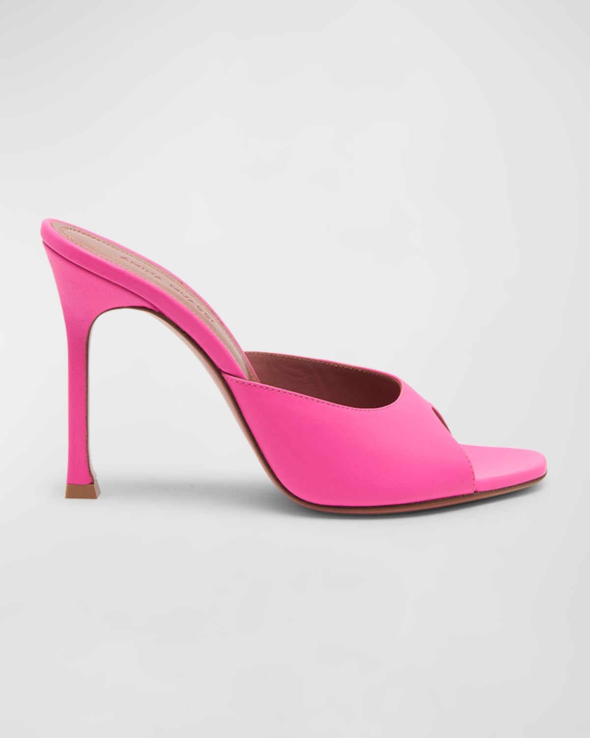 Amina Muaddi Alexa Leather Stiletto Mule Sandals In Lotus Pink