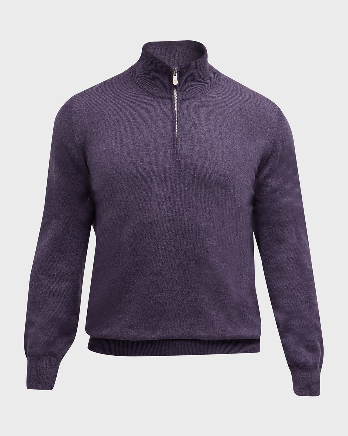 Brunello Cucinelli Men's Cashmere Quarter-zip Sweater In Purple