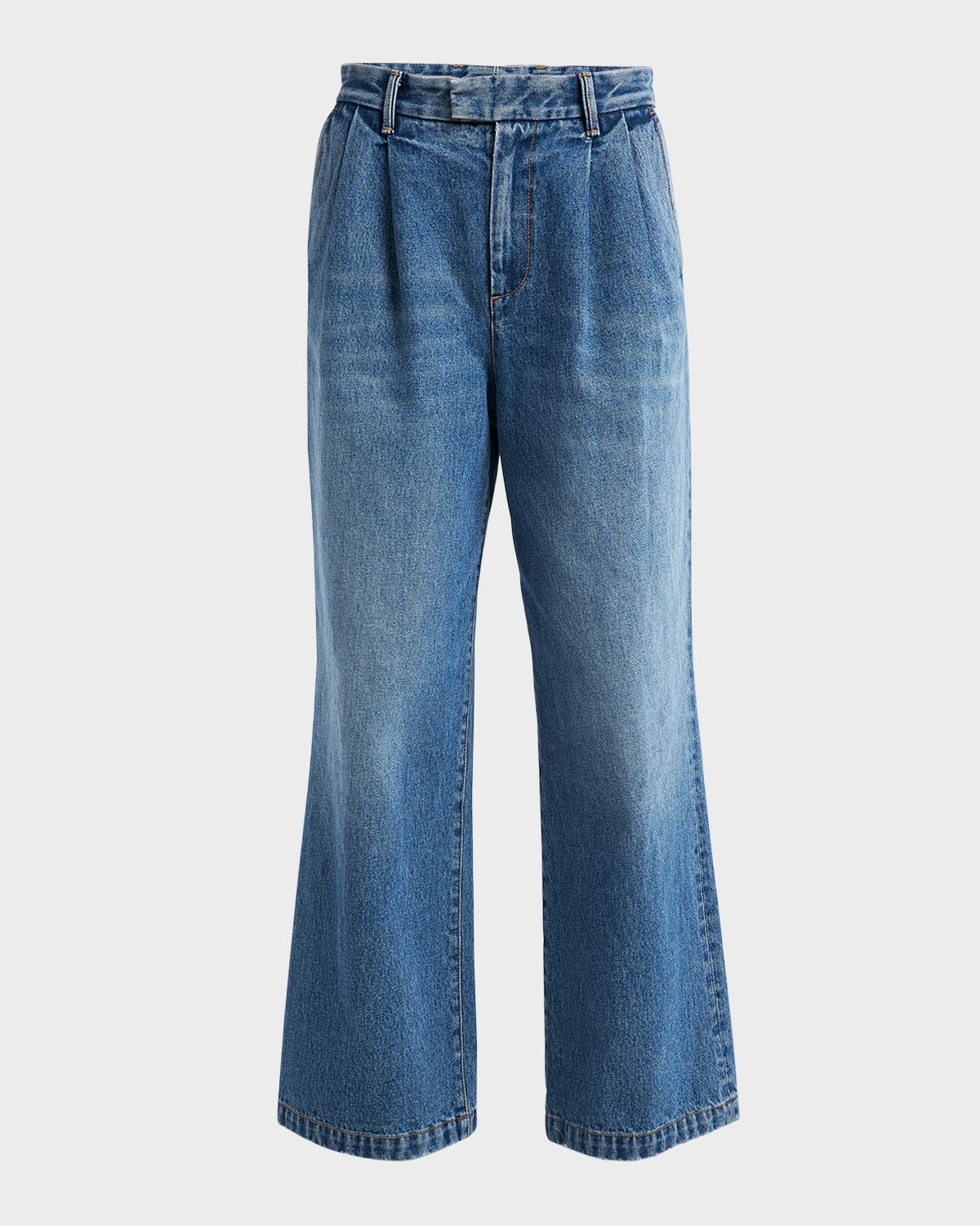 Shop Armarium Giorgia Pleated Wide-leg Jeans In Blue