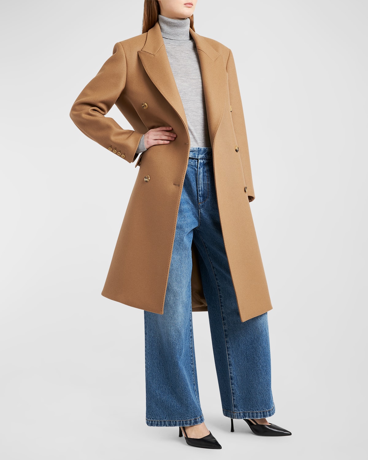 Shop Armarium Emily Long Wool-cashmere Coat In Beige