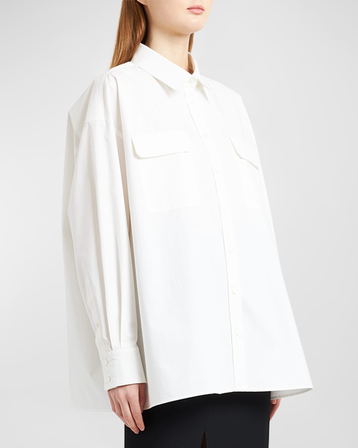 Shop Armarium Leo Button-front Shirt With Cargo Pockets In White