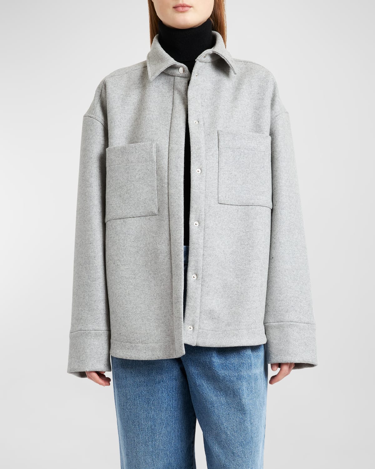 Shop Armarium Harry Cashmere-blend Shirt Jacket In Grey