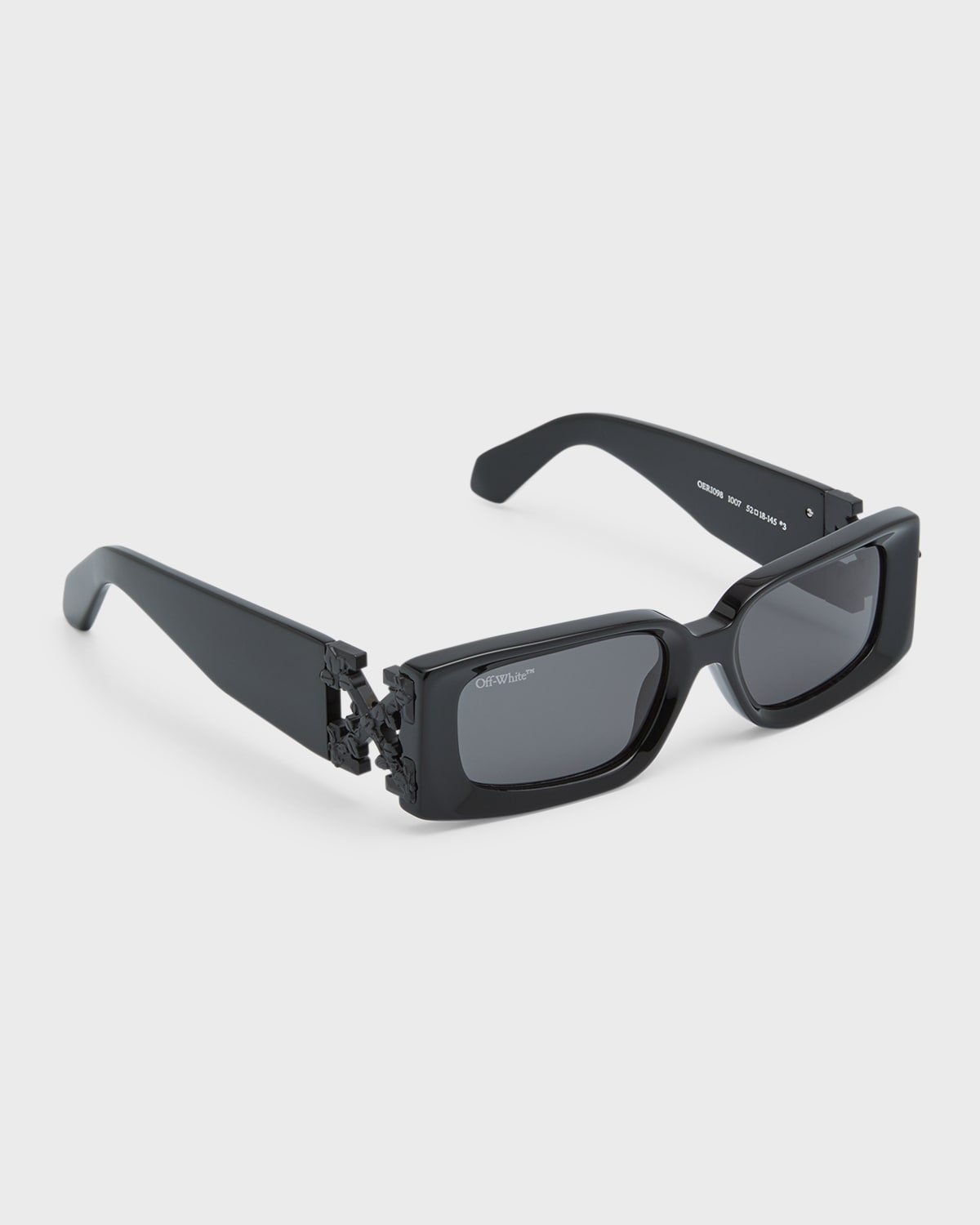 Off-white Roma Acetate & Metal Alloy Rectangle Sunglasses In Black