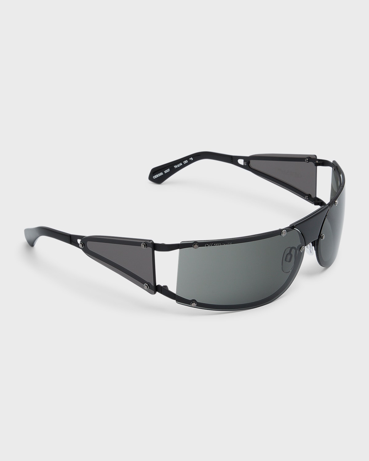 Off-white Kenema Mixed-media Wrap Sunglasses In Black