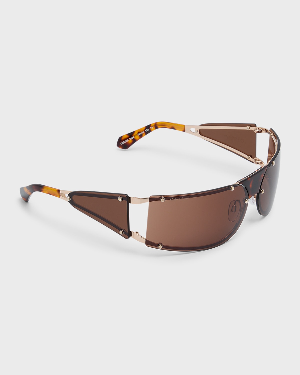 Off-white Kenema Mixed-media Wrap Sunglasses In Gold