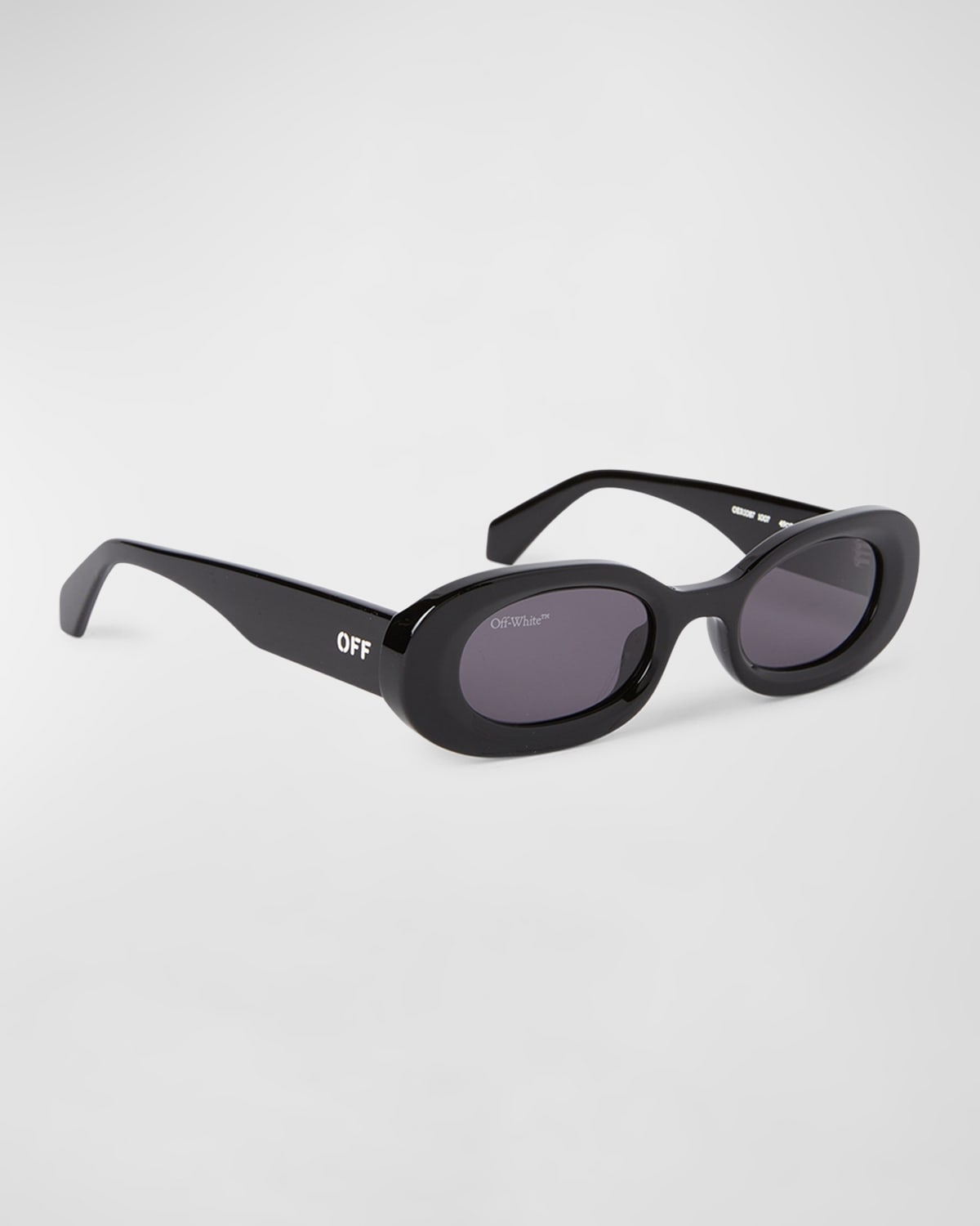 Shop Off-white Amalfi Beveled Acetate Oval Sunglasses In Black