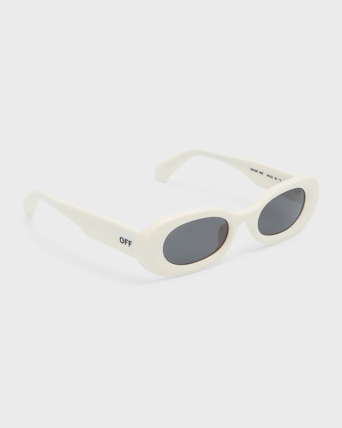Shop Off-white Amalfi Beveled Acetate Oval Sunglasses In White