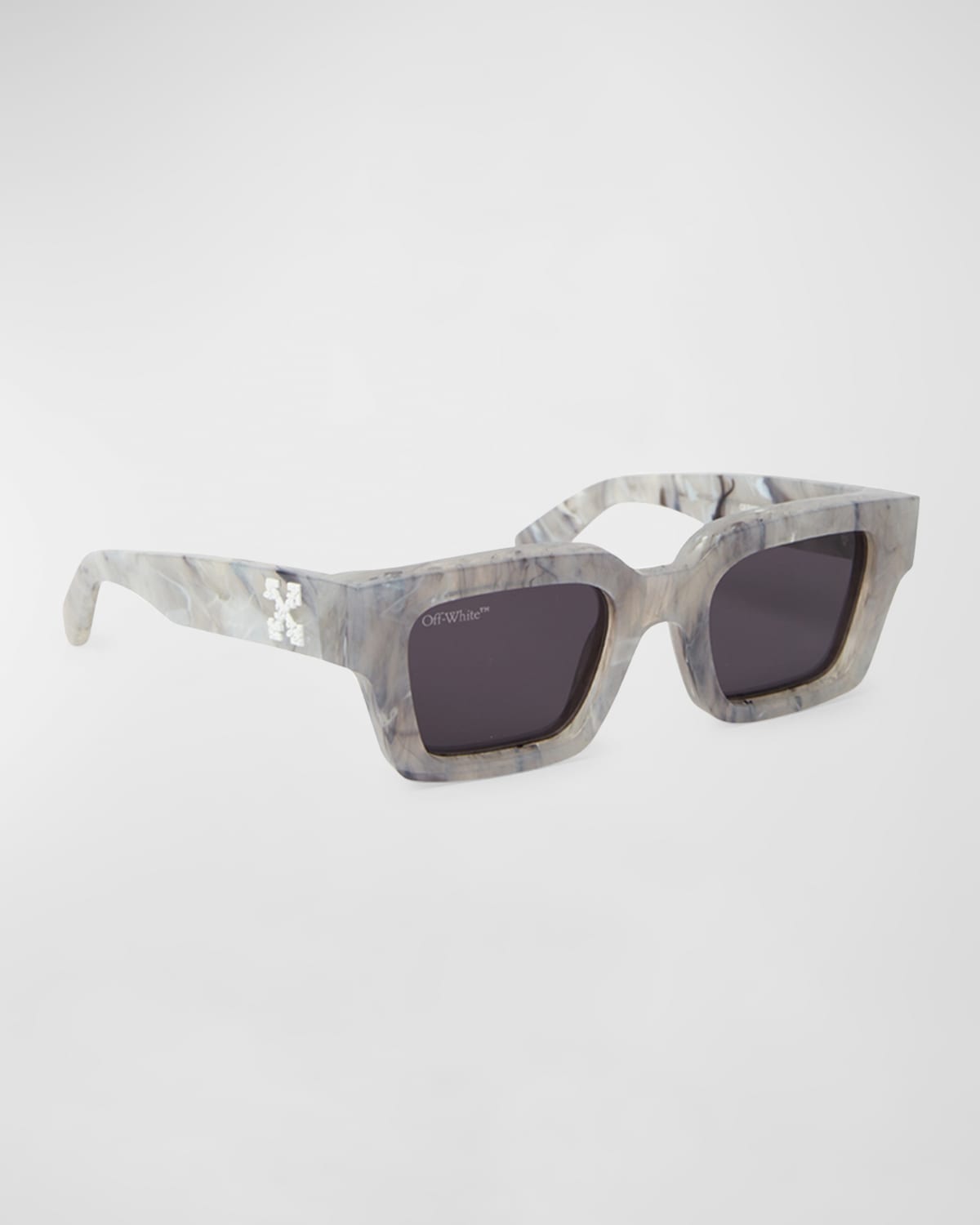 Off-white Virgil Acetate Square Sunglasses In Marble Dark Grey