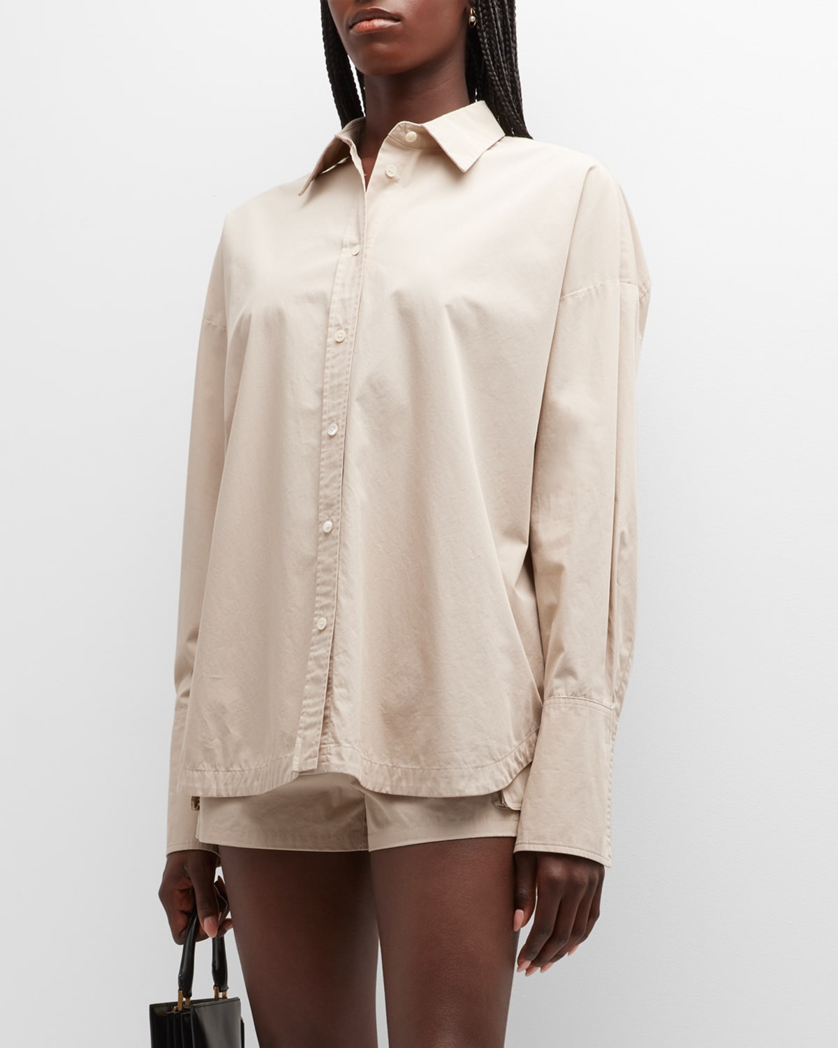 Atm Anthony Thomas Melillo Cotton Poplin Long-sleeve Oversized Shirt In Linen
