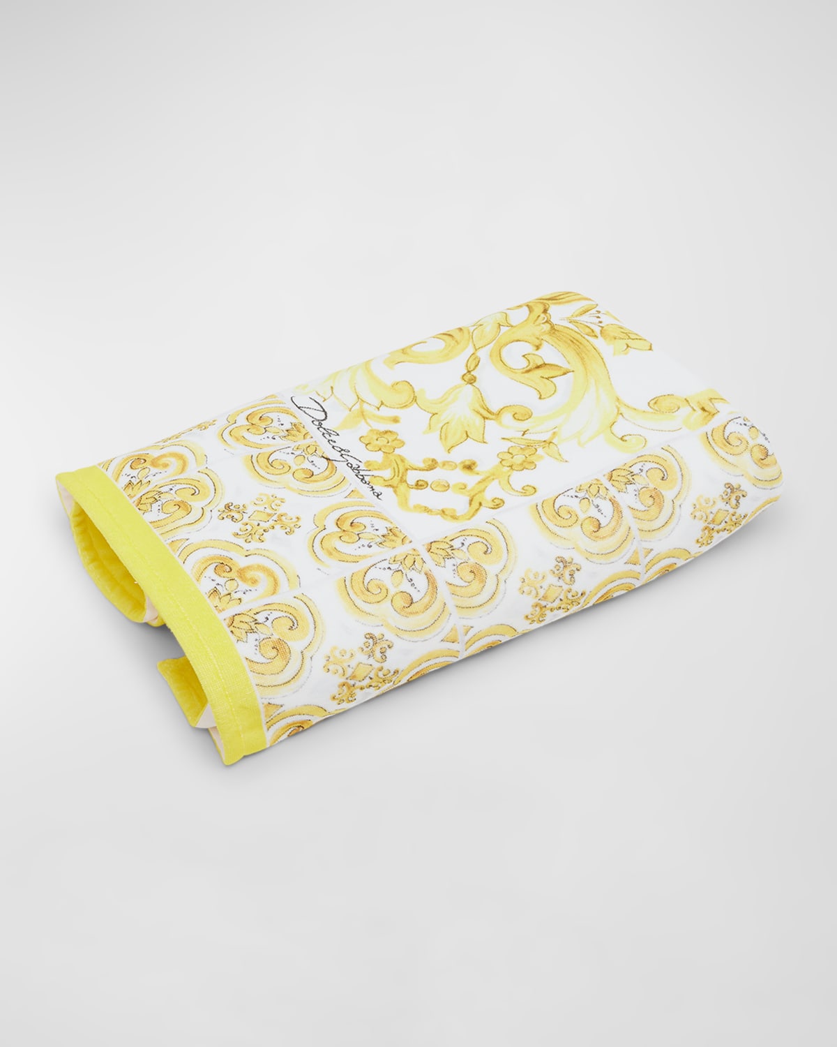 Dolce & Gabbana Majolica-print Terry Cloth Beach Towel In Yellow