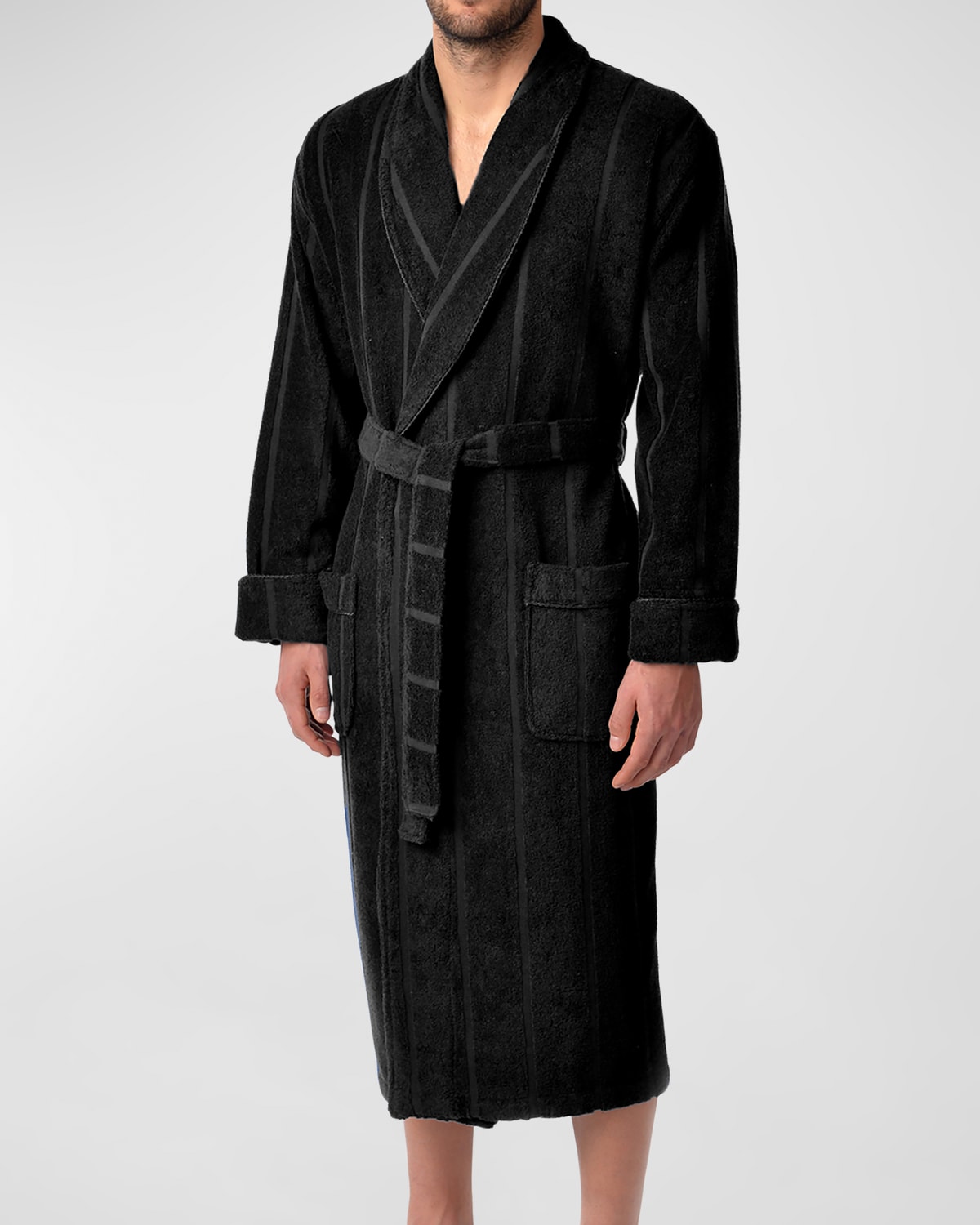 Majestic Men's Ultra Lux Jacquard Shawl Dressing Gown In Black