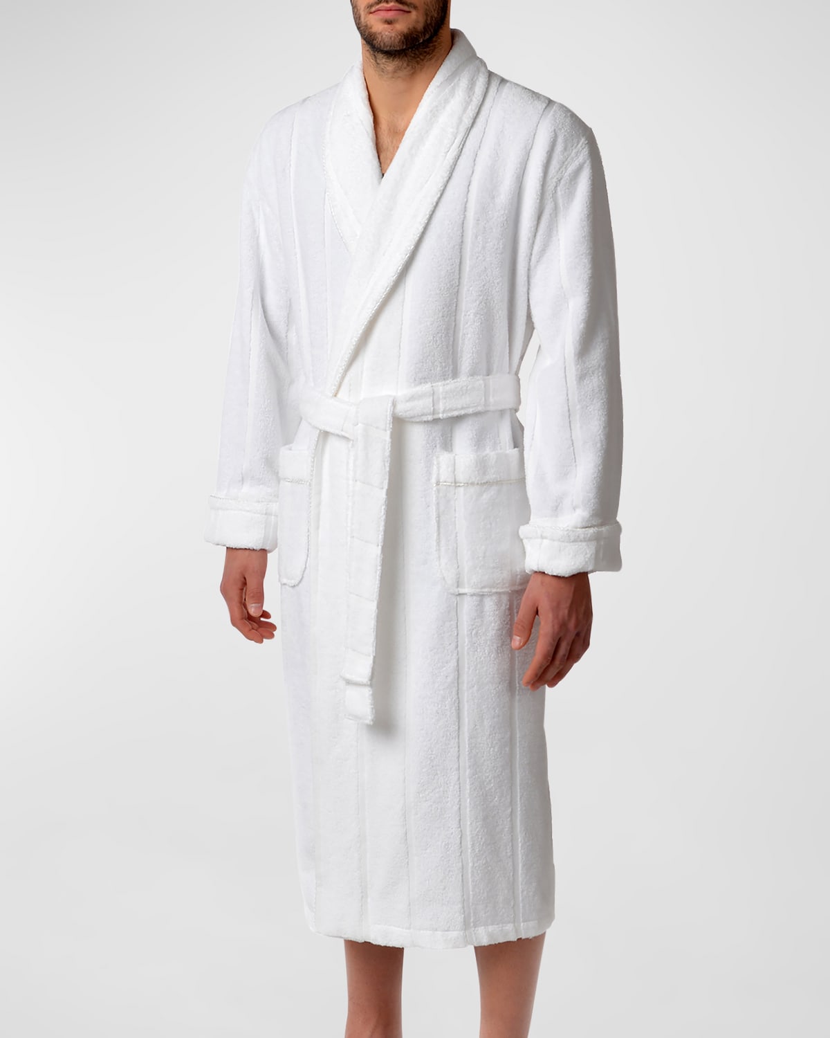 Shop Majestic Men's Ultra Lux Jacquard Shawl Robe In Blanco