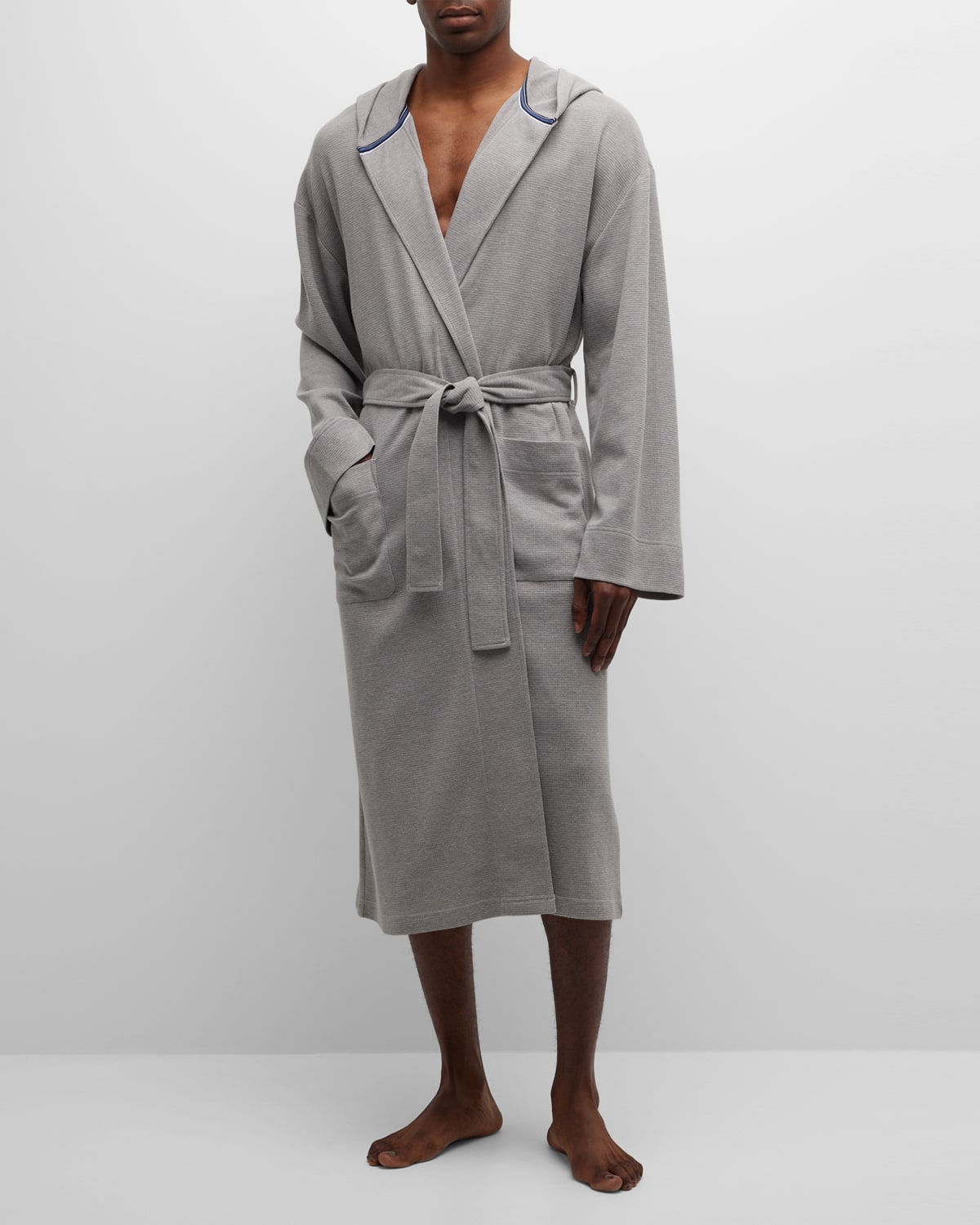 Men's Micro-Grid Hooded Robe