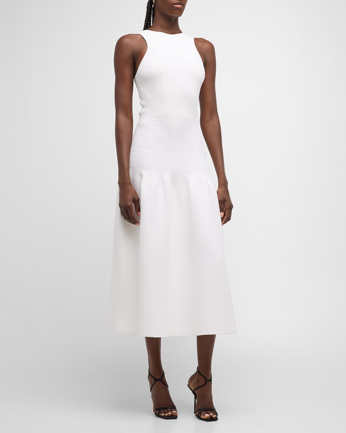 Giorgio Armani Open-back Sleeveless Fit-&-flare Viscose Maxi Dress In Solid White