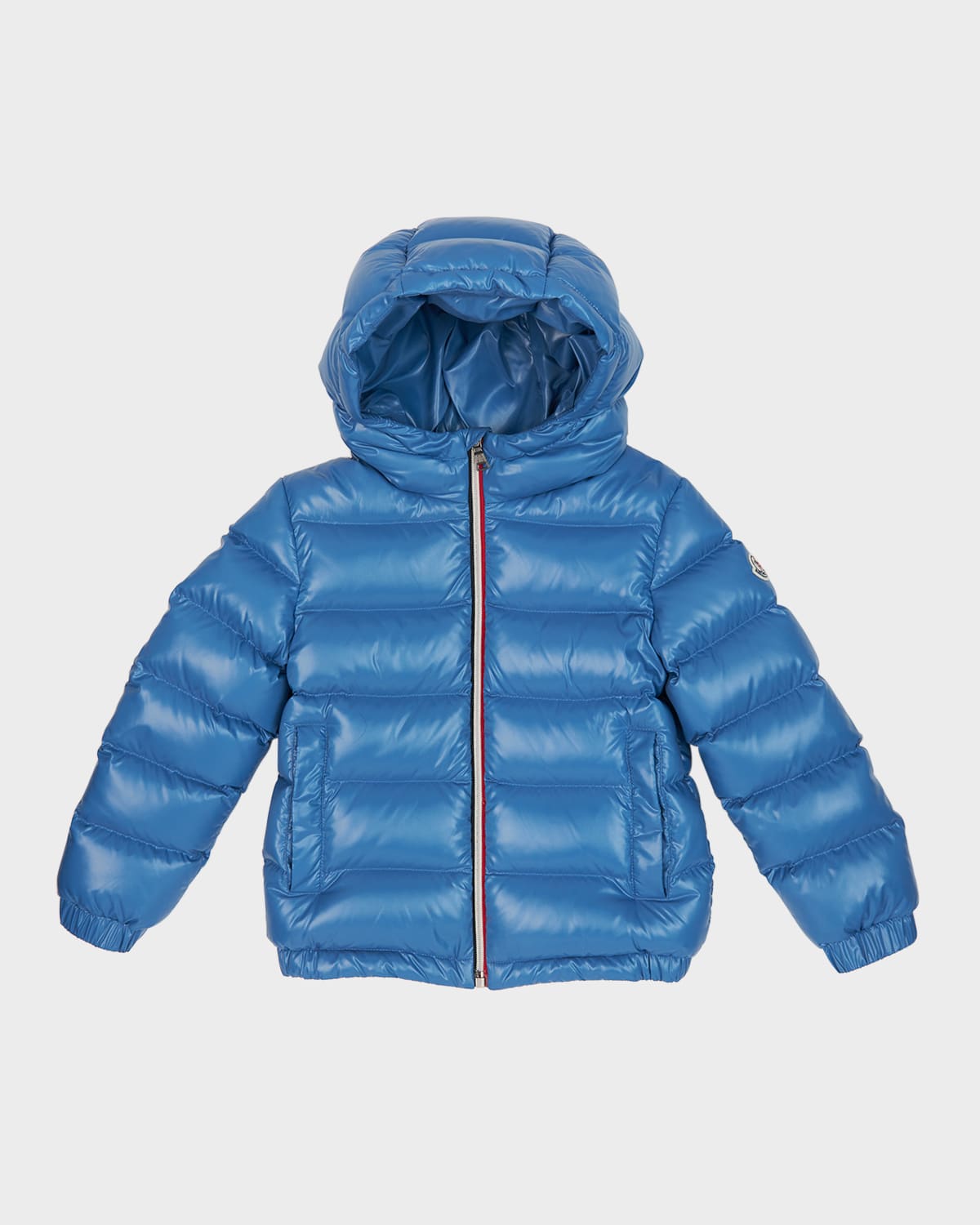 Shop Moncler Boy's Aubert Logo Patch Puffer Jacket In 70h Mid Blue
