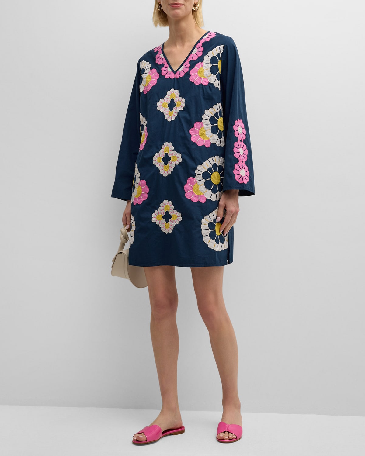 Goldie Floral Applique Tunic Mini Dress