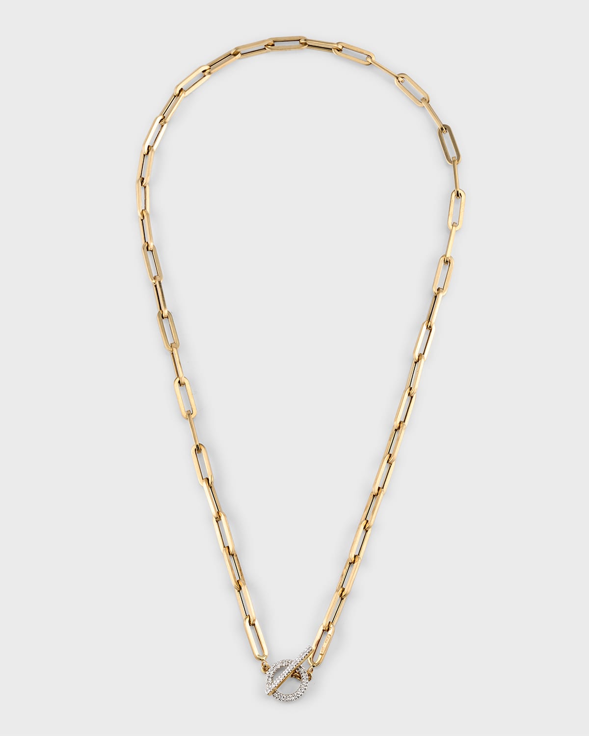 14K Gold Paper Clip Chain with Diamond Toggle Necklace, 16"L