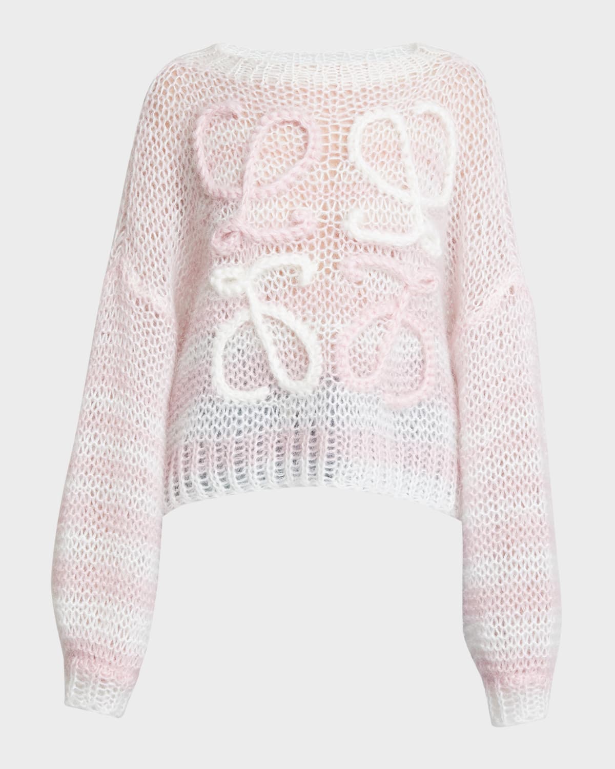 Loewe Anagram Wool-blend Sweater In White Pink