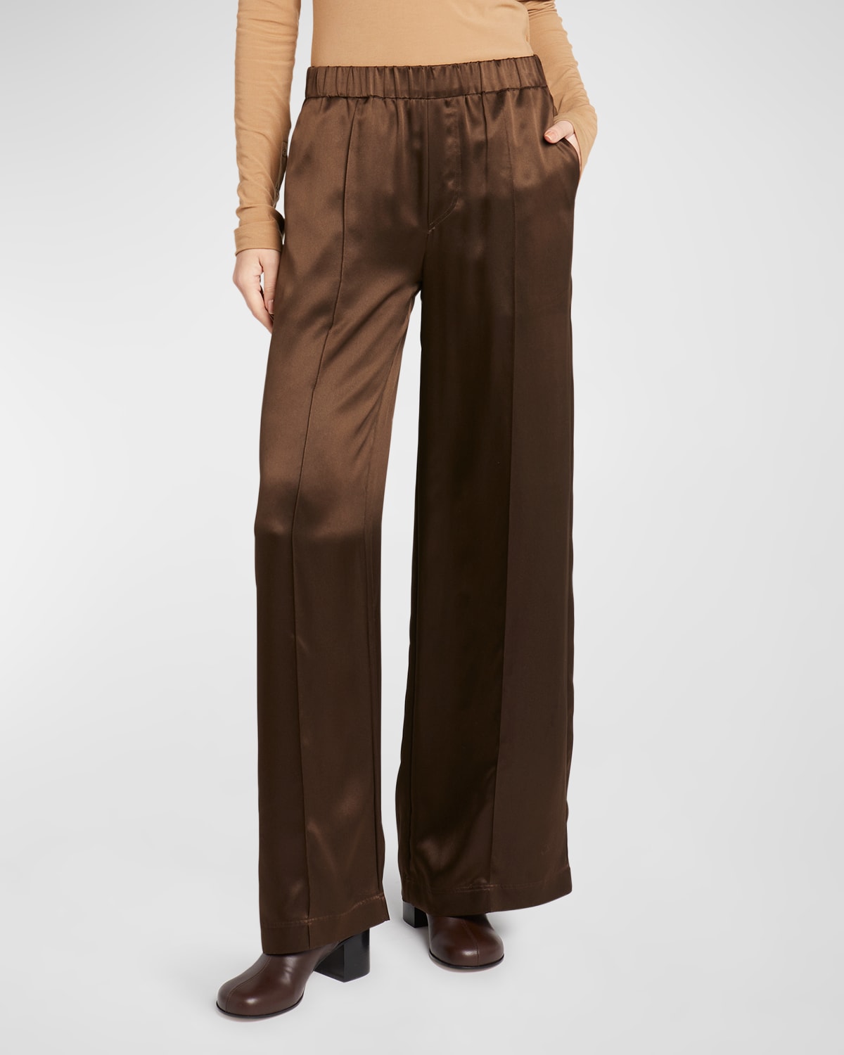 Loewe Silk Pajama Trousers In Dark Choco