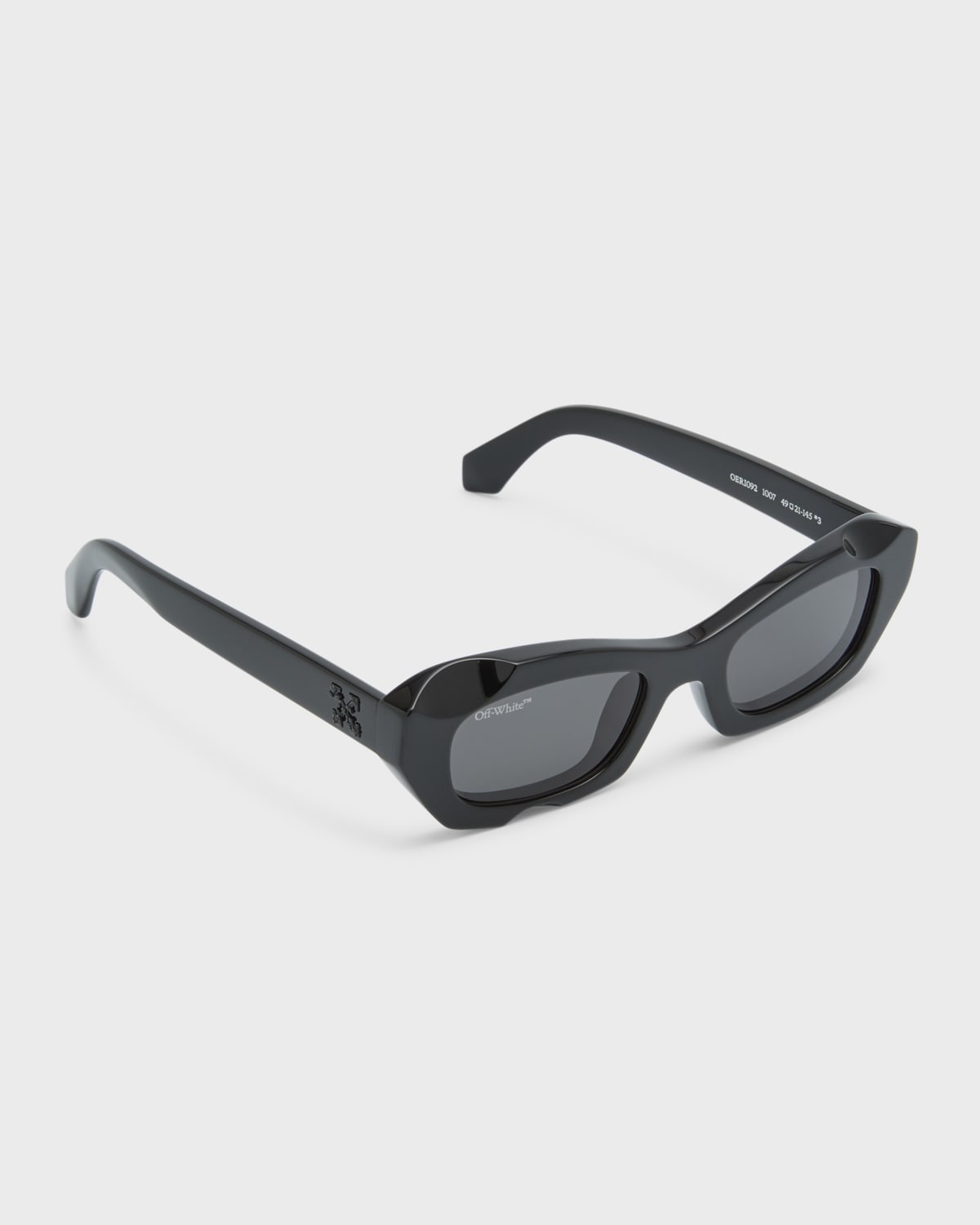 Shop Off-white Men's Venezia Acetate Rectangle Sunglasses In Black