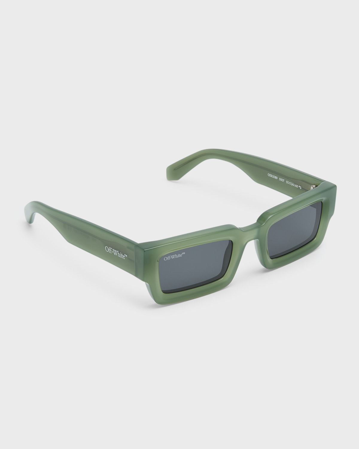Off-white Men's Lecce Acetate Rectangle Sunglasses In Sage Green