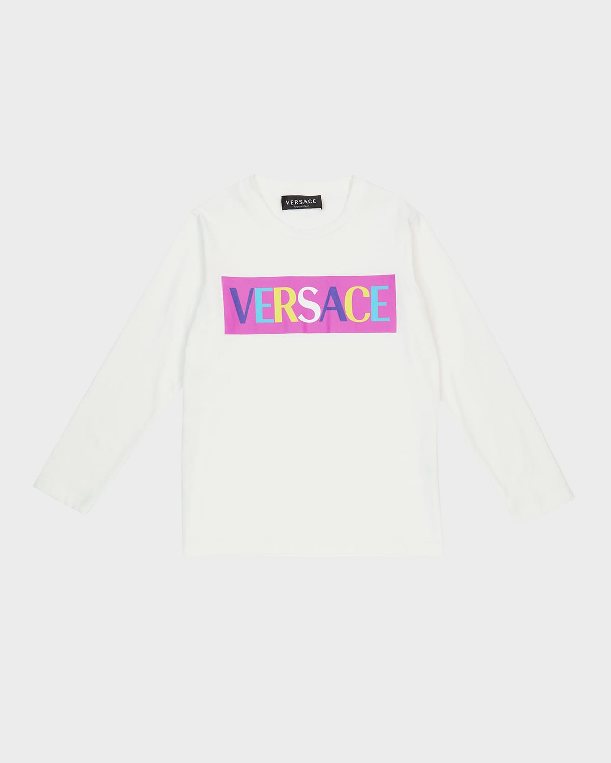 Versace Kids' Little Girl's & Girl's Logo Long-sleeve T-shirt In White Multi