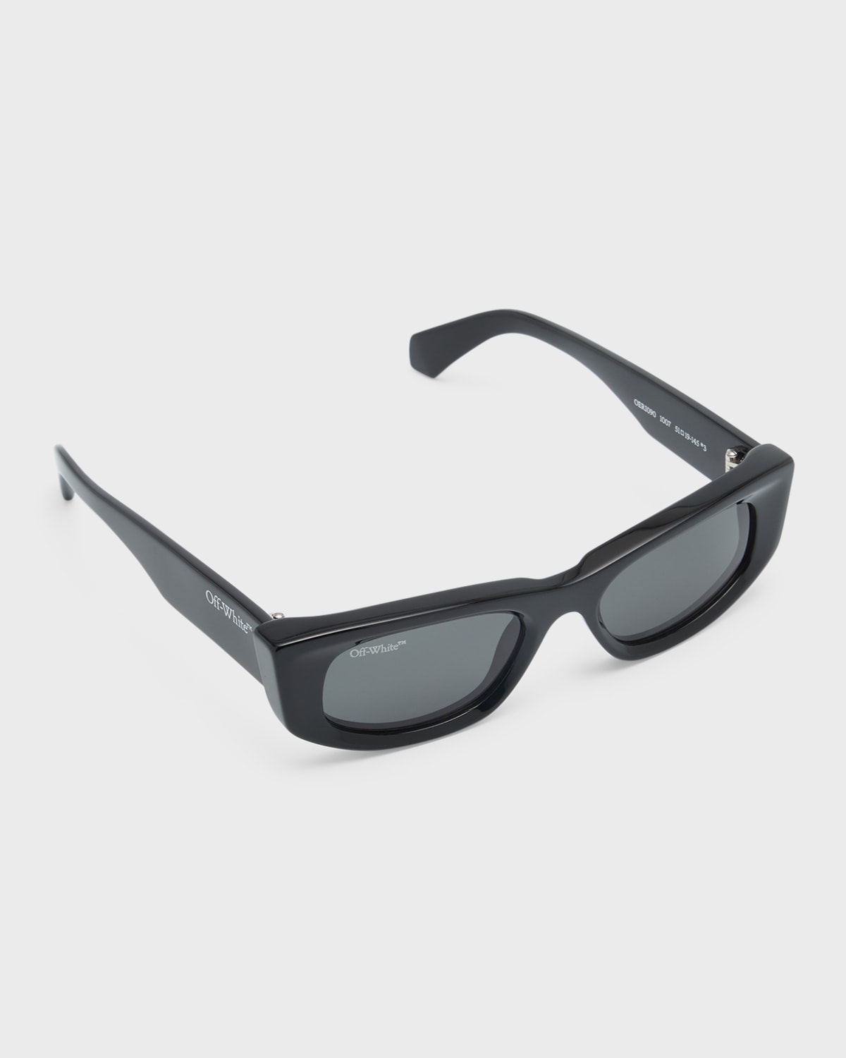 Shop Off-white Men's Matera Acetate Rectangle Sunglasses In Black