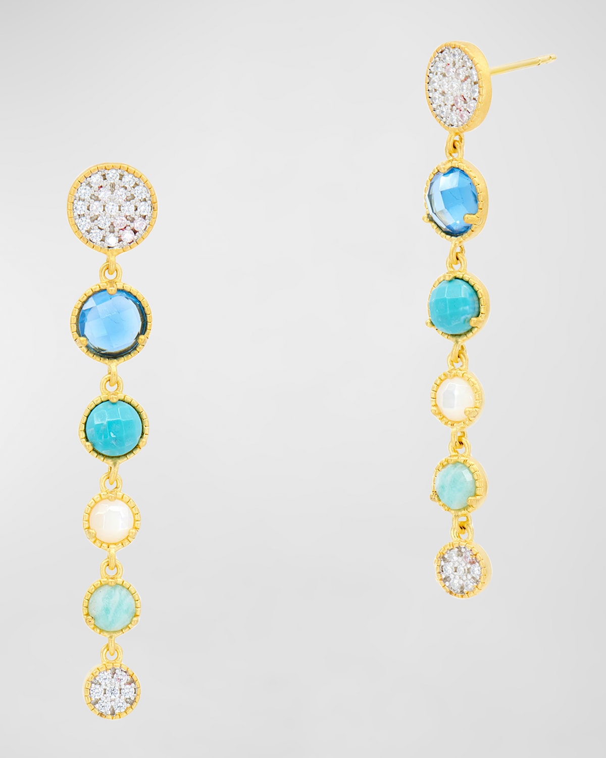 Freida Rothman Shades Of Hope Linear Earrings In Blue And Gold