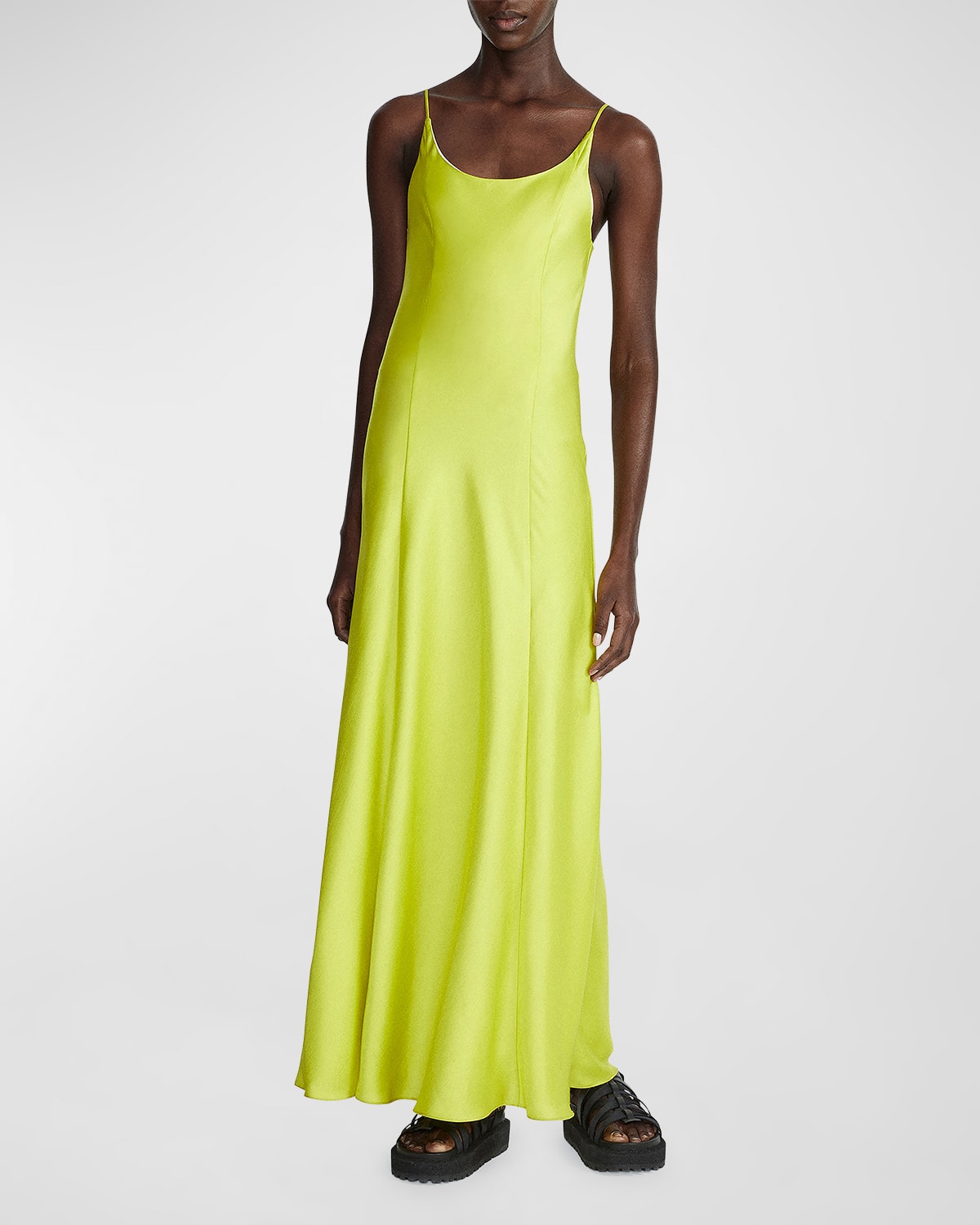 Rag & Bone Delilah Satin Maxi Dress In Freshlime