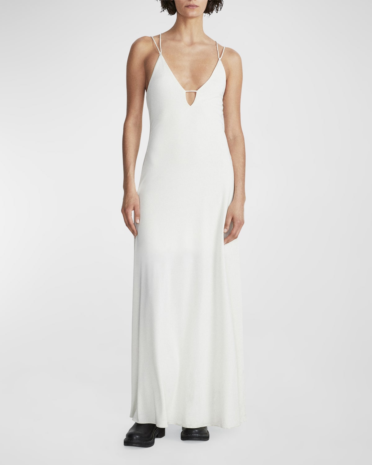 Rag & Bone Christy Cutout Modal-blend Jersey Maxi Slip Dress In White