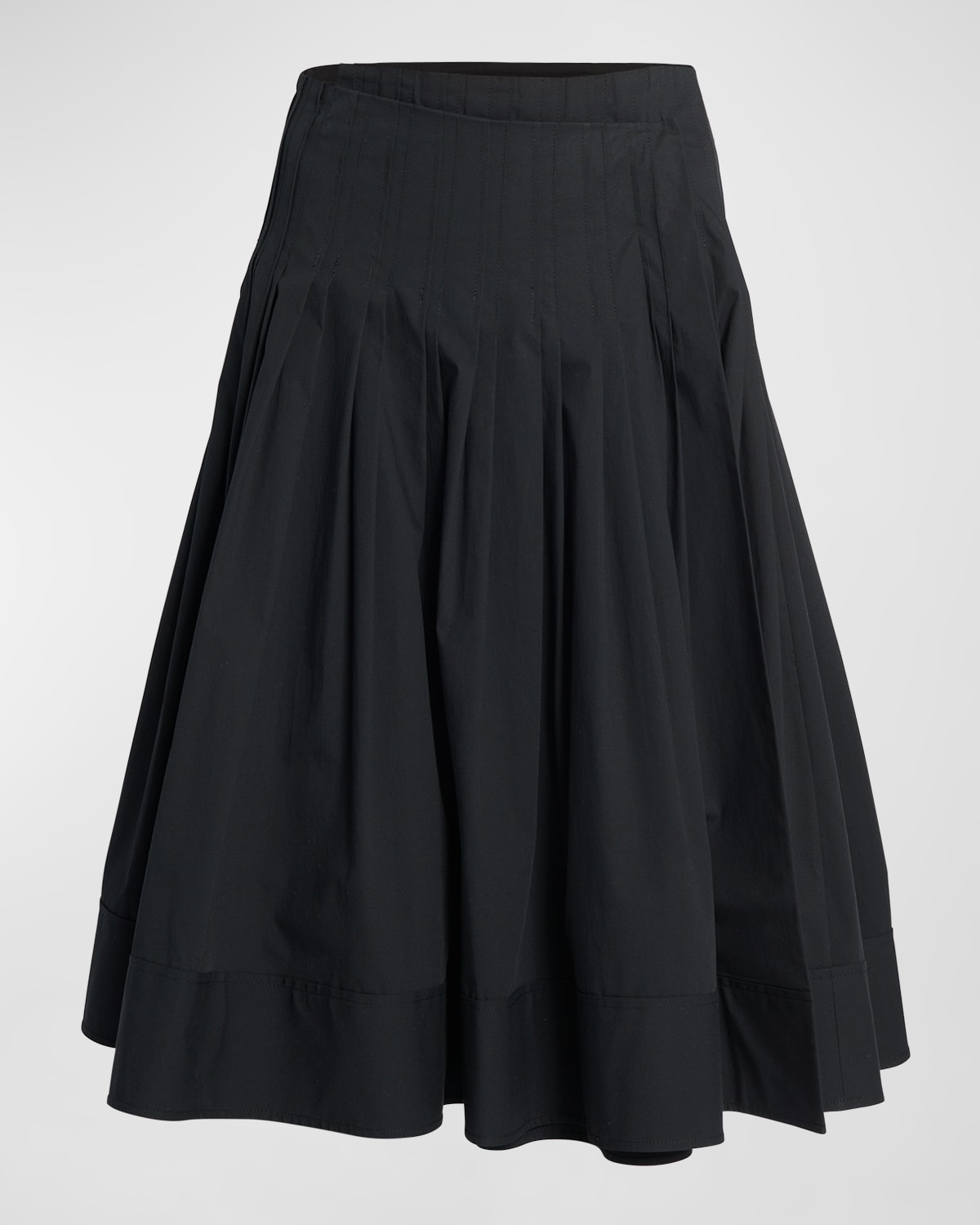 Proenza Schouler Eco Poplin Pleated Wrap Midi Skirt In Black