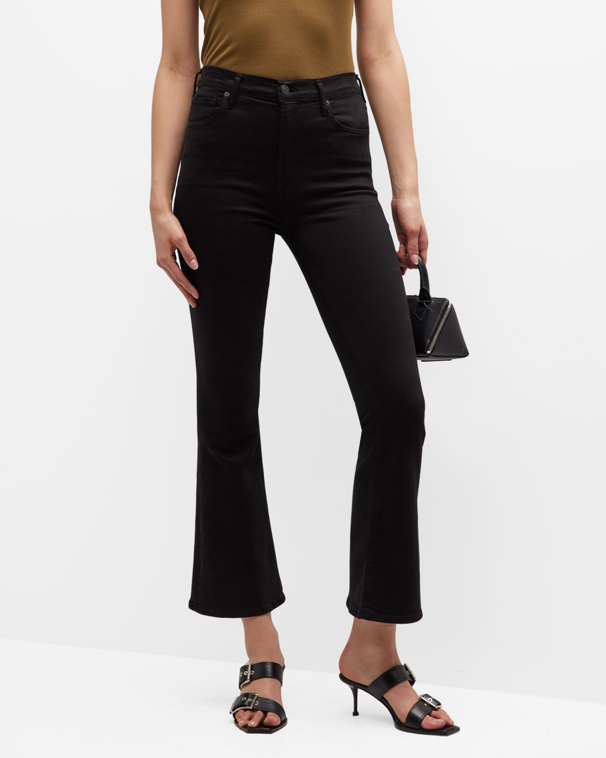 Shop Citizens Of Humanity Lilah High Rise Bootcut Ankle Jeans In Plush Black