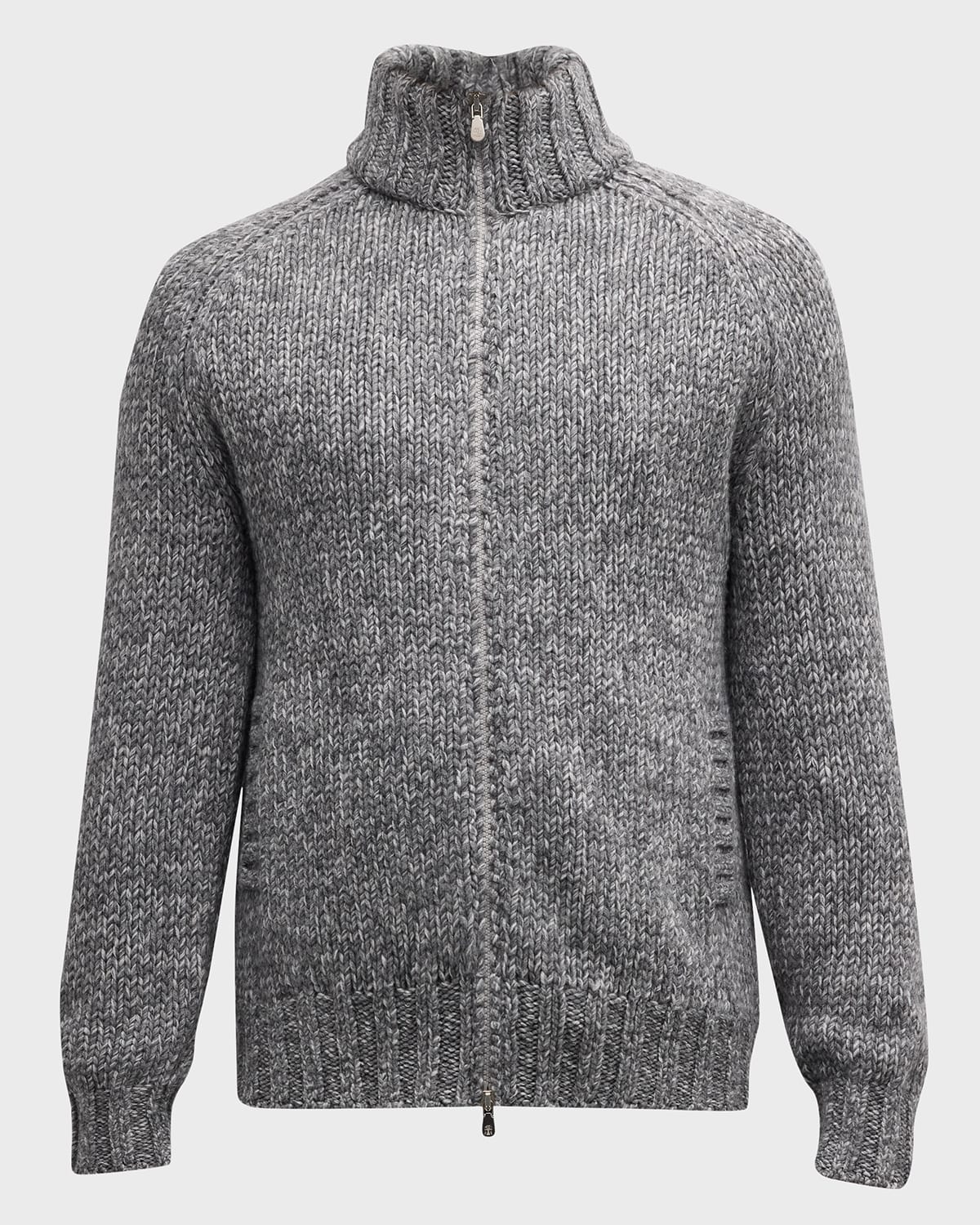 Brunello Cucinelli Raglan-sleeves Zip-up Cardigan In Grey