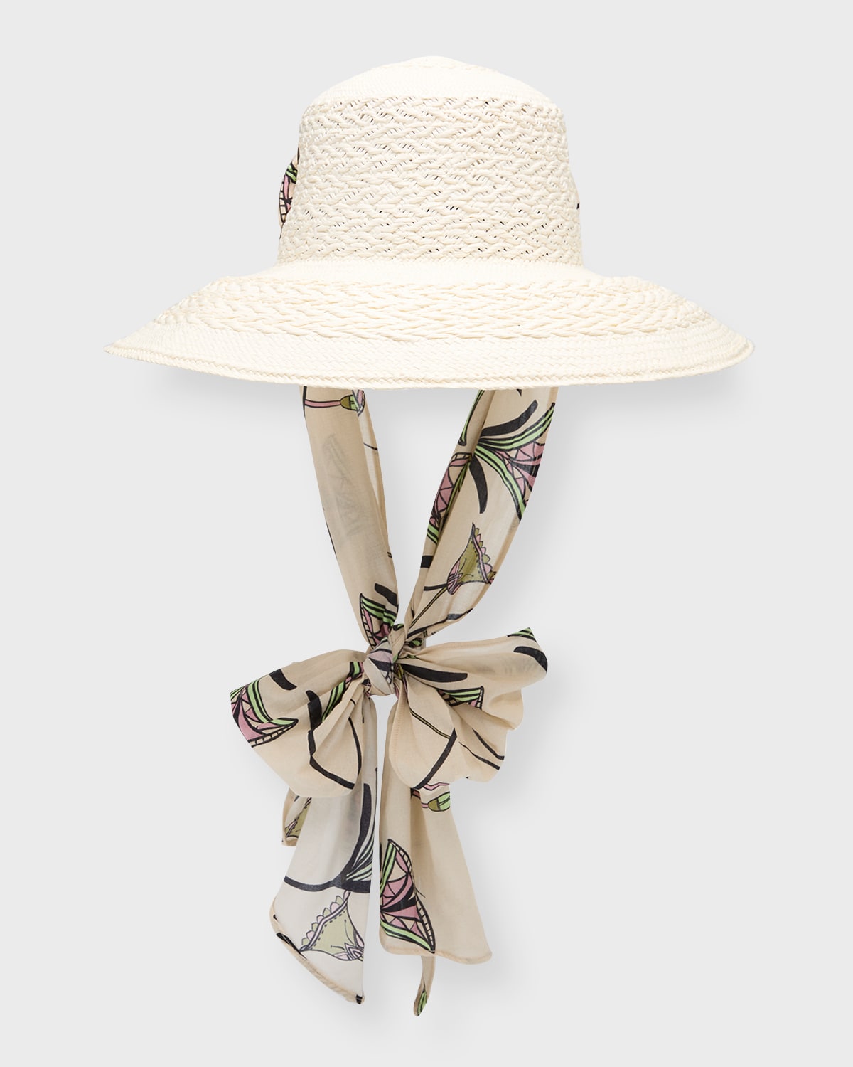Sensi Studio El Viajero Woven Straw Bucket Hat In White Lotus Flowe