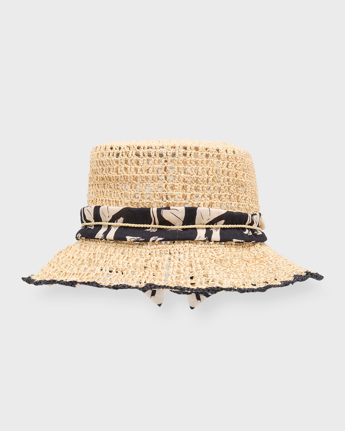 Sensi Studio Grecia Hippie Straw Bucket Hat In Natural Black Egy