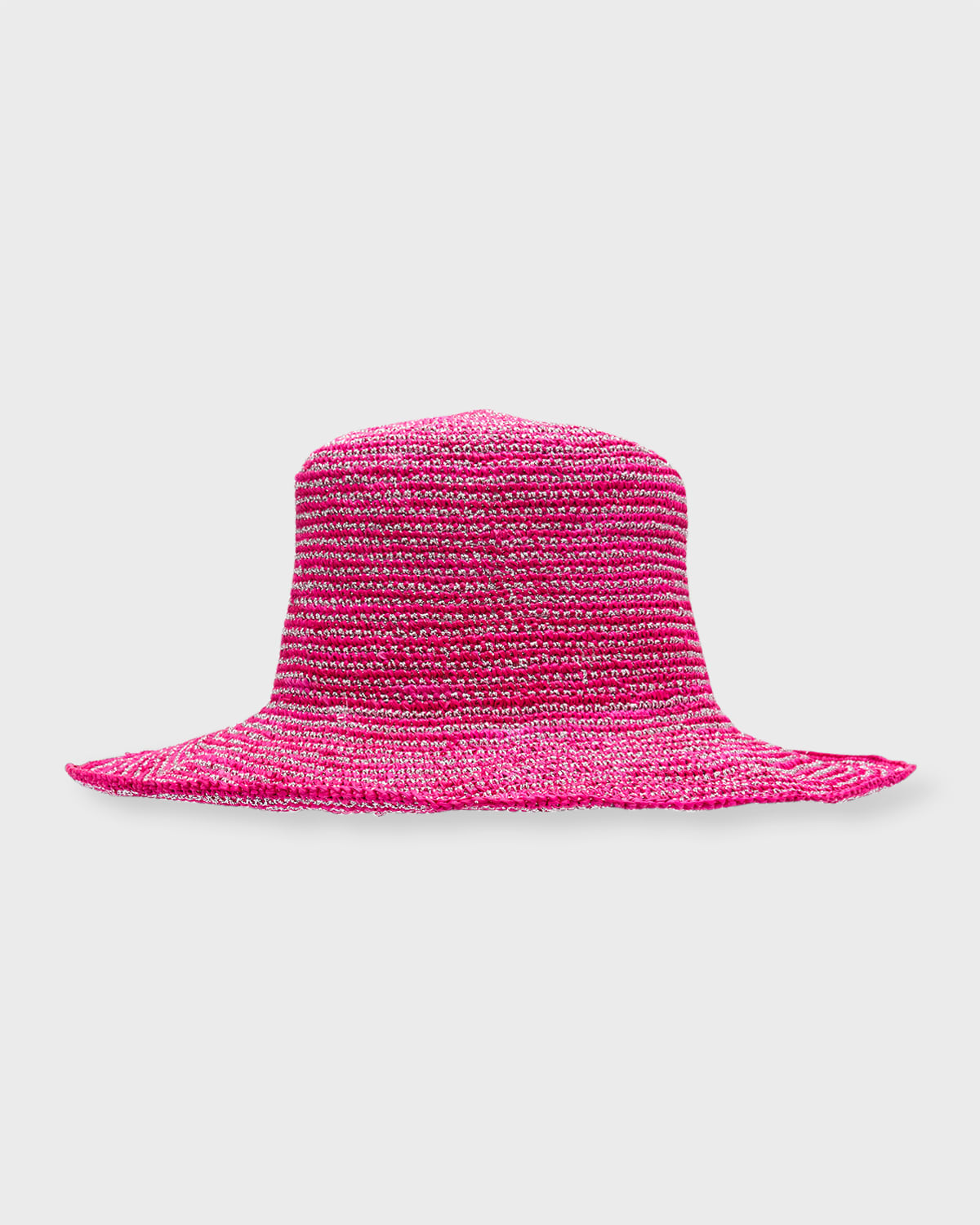 Sensi Studio Metallic Crochet Bucket Hat In Fuxia Silver