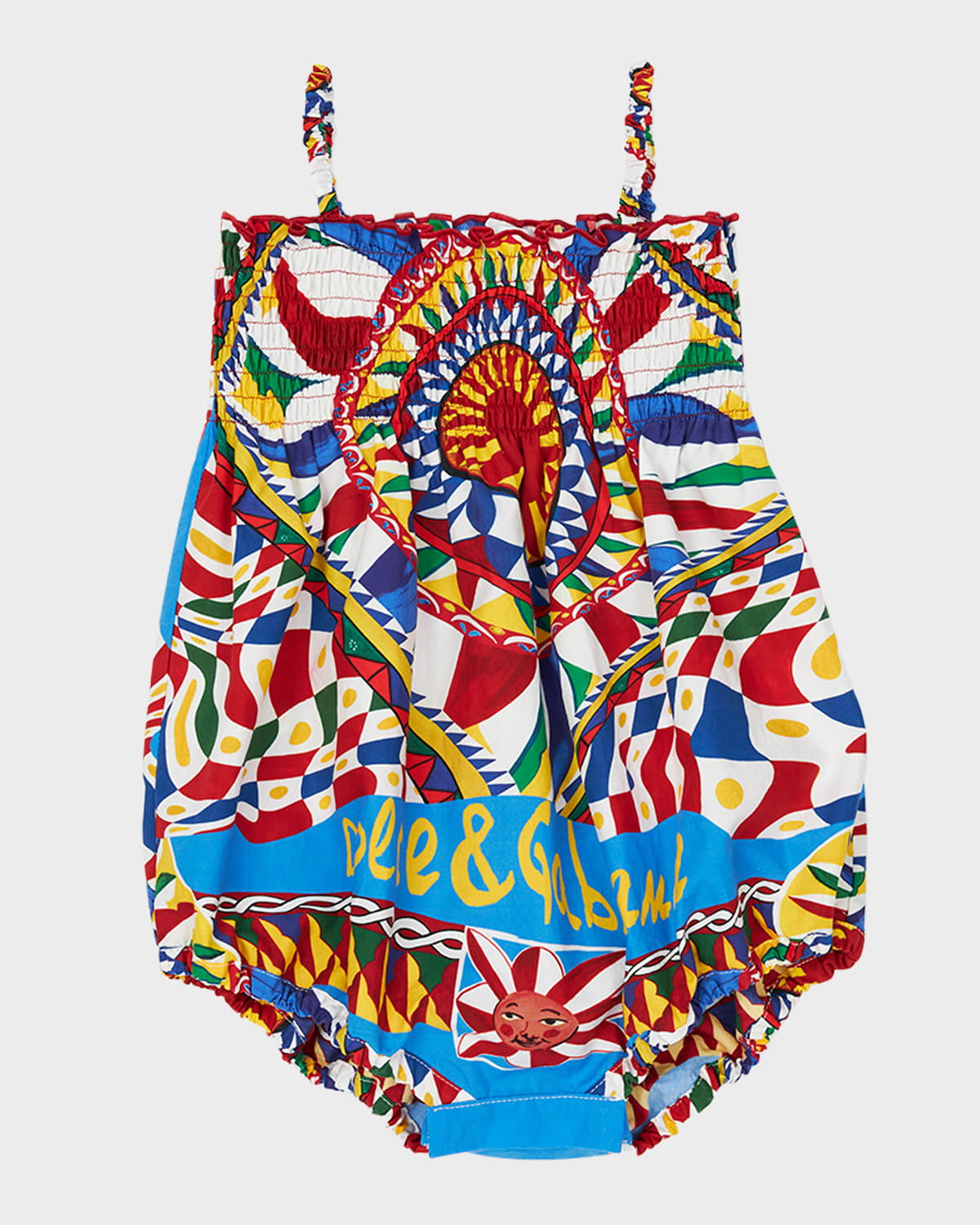 DOLCE & GABBANA GIRL'S CARRETTO SUN-PRINT BUBBLE ROMPER