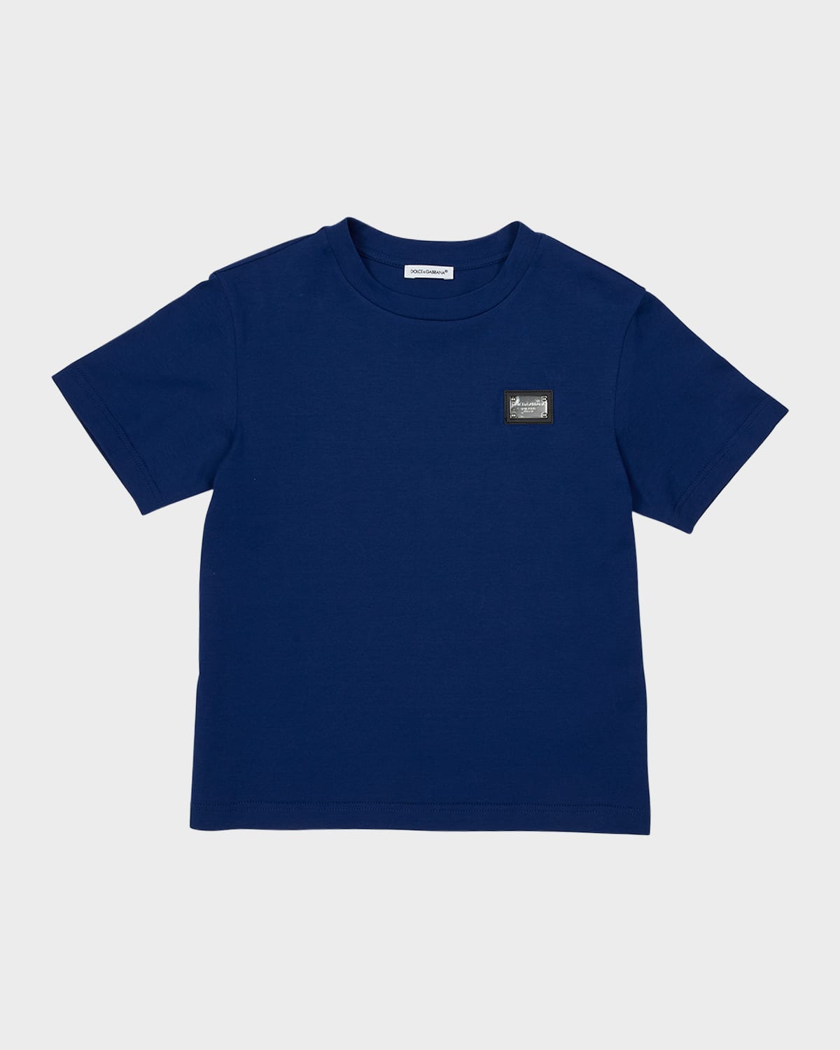 Dolce & Gabbana Kids' Boy's Logo Plaque T-shirt In Dark Blue