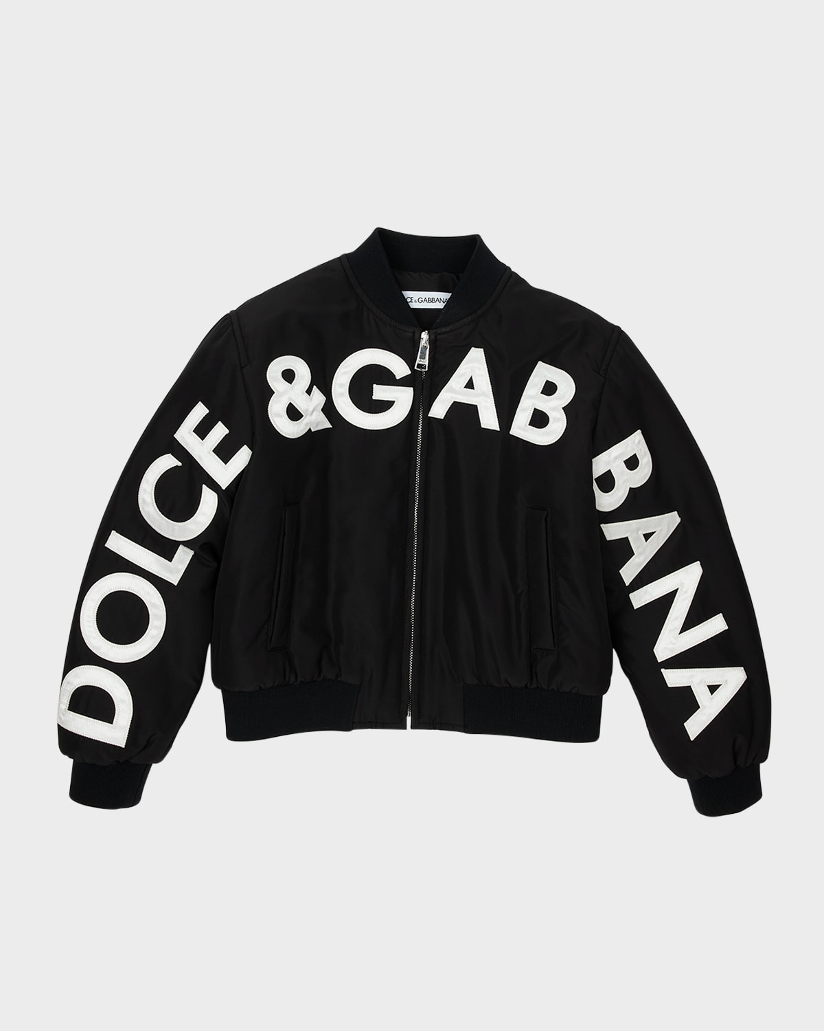Dolce Gabbana Kids Boy s Dna Curved Logo print Bomber Jacket In